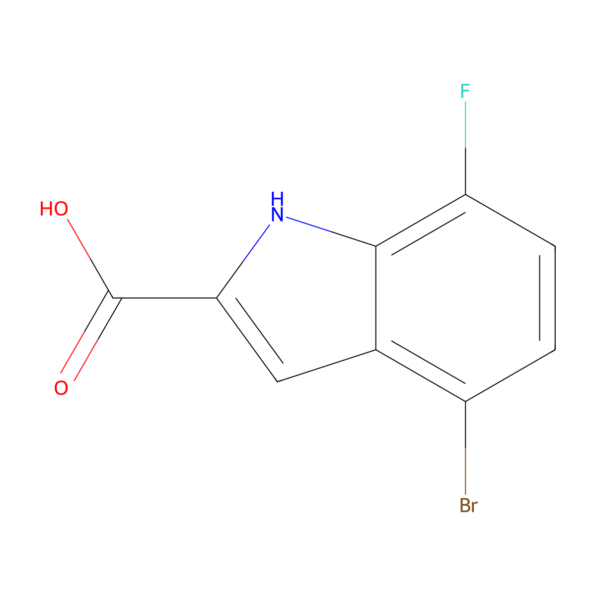 4-bromo-7-fluoro-1H-indole-2-carboxylic acid molecular structure, CAS 383133-60-6