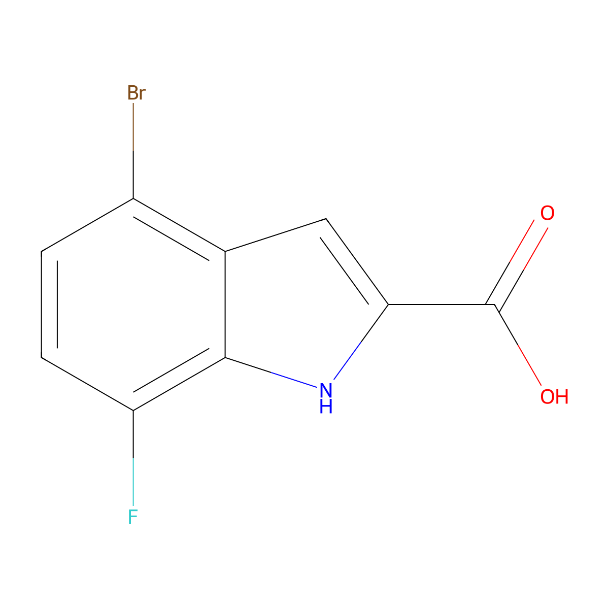 4-bromo-7-fluoro-1H-indole-2-carboxylic acid molecular structure, CAS 383133-60-6