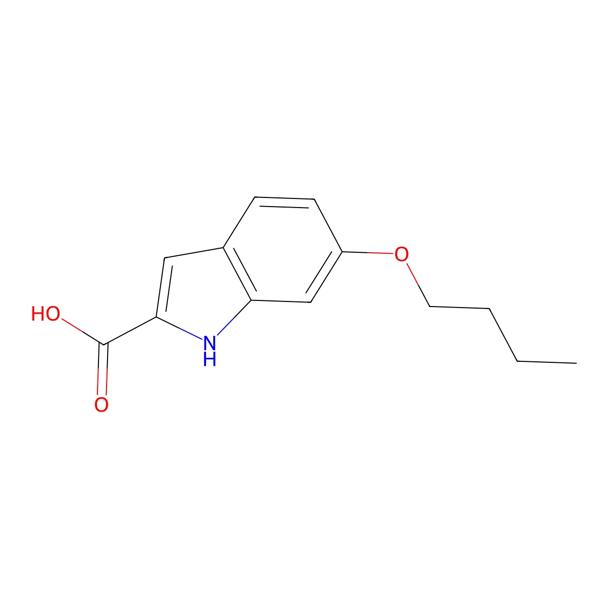 6-butoxy-1H-indole-2-carboxylic Acid molecular structure, CAS 383133-76-4