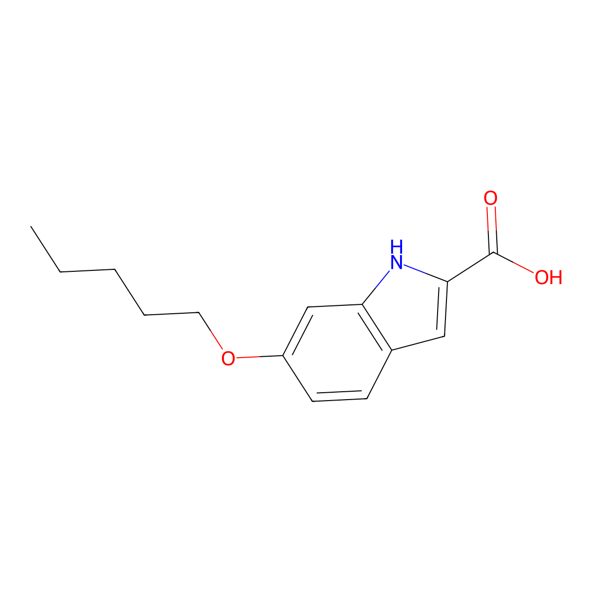 6-(pentyloxy)-1H-indole-2-carboxylic acid molecular structure, CAS 383133-78-6