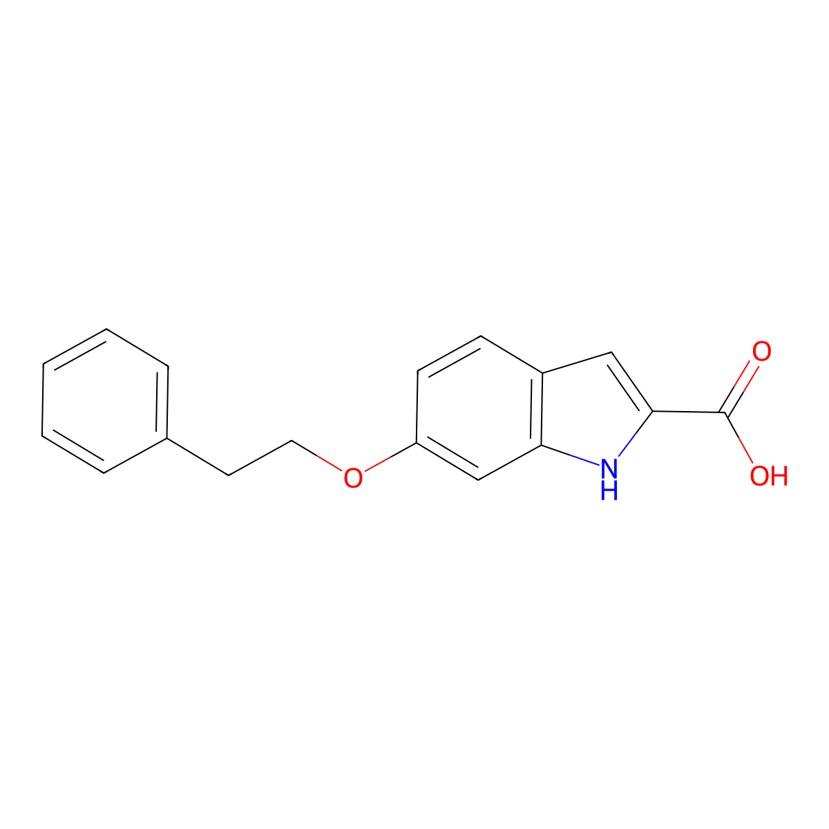 6-(2-phenylethoxy)-1H-indole-2-carboxylic acid molecular structure, CAS 383133-82-2