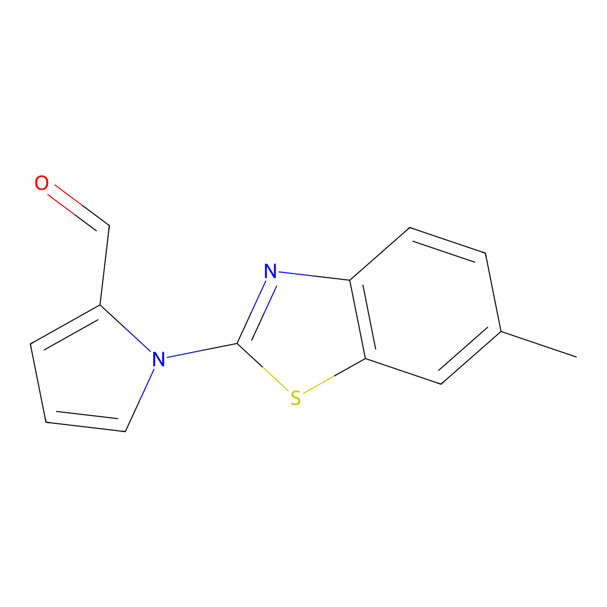 1-(6-methyl-1,3-benzothiazol-2-yl)-1H-pyrrole-2-carbaldehyde molecular structure, CAS 383135-23-7