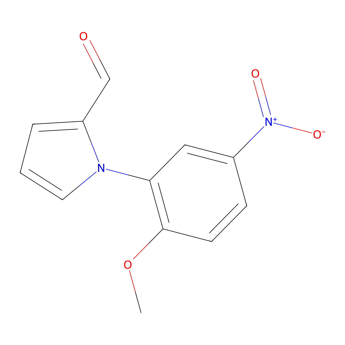 1-(2-methoxy-5-nitrophenyl)-1H-pyrrole-2-carbaldehyde molecular structure, CAS 383136-08-1