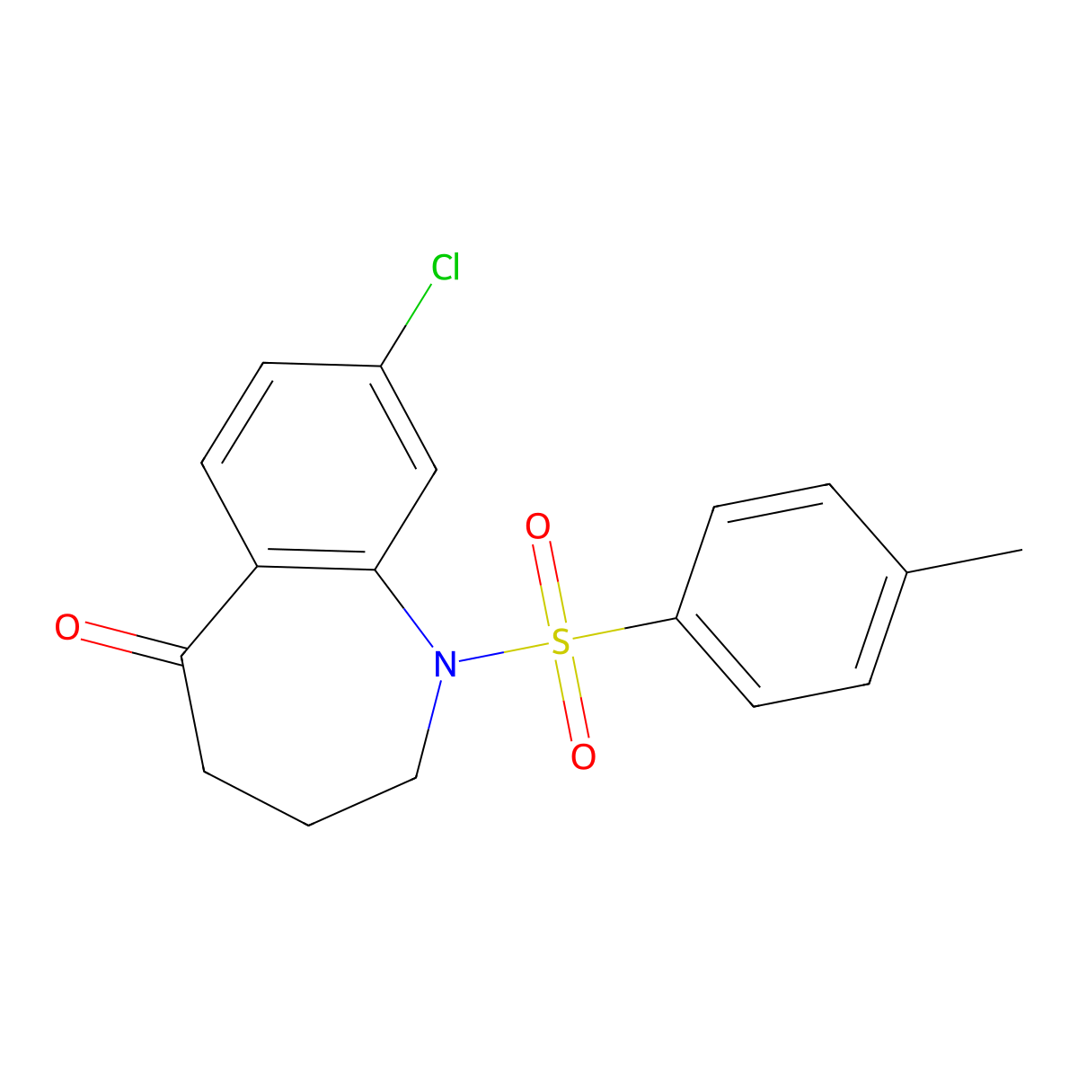 8-chloro-1-(4-methylphenyl)sulfonyl-3,4-dihydro-2H-1-benzazepin-5-one molecular structure, CAS 38314-49-7