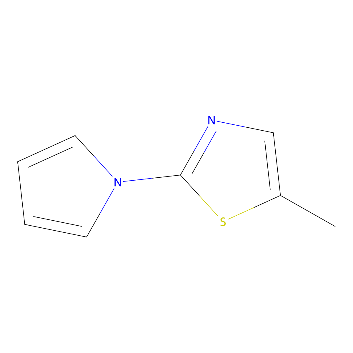5-methyl-2-(1H-pyrrol-1-yl)-1,3-thiazole molecular structure, CAS 383142-66-3