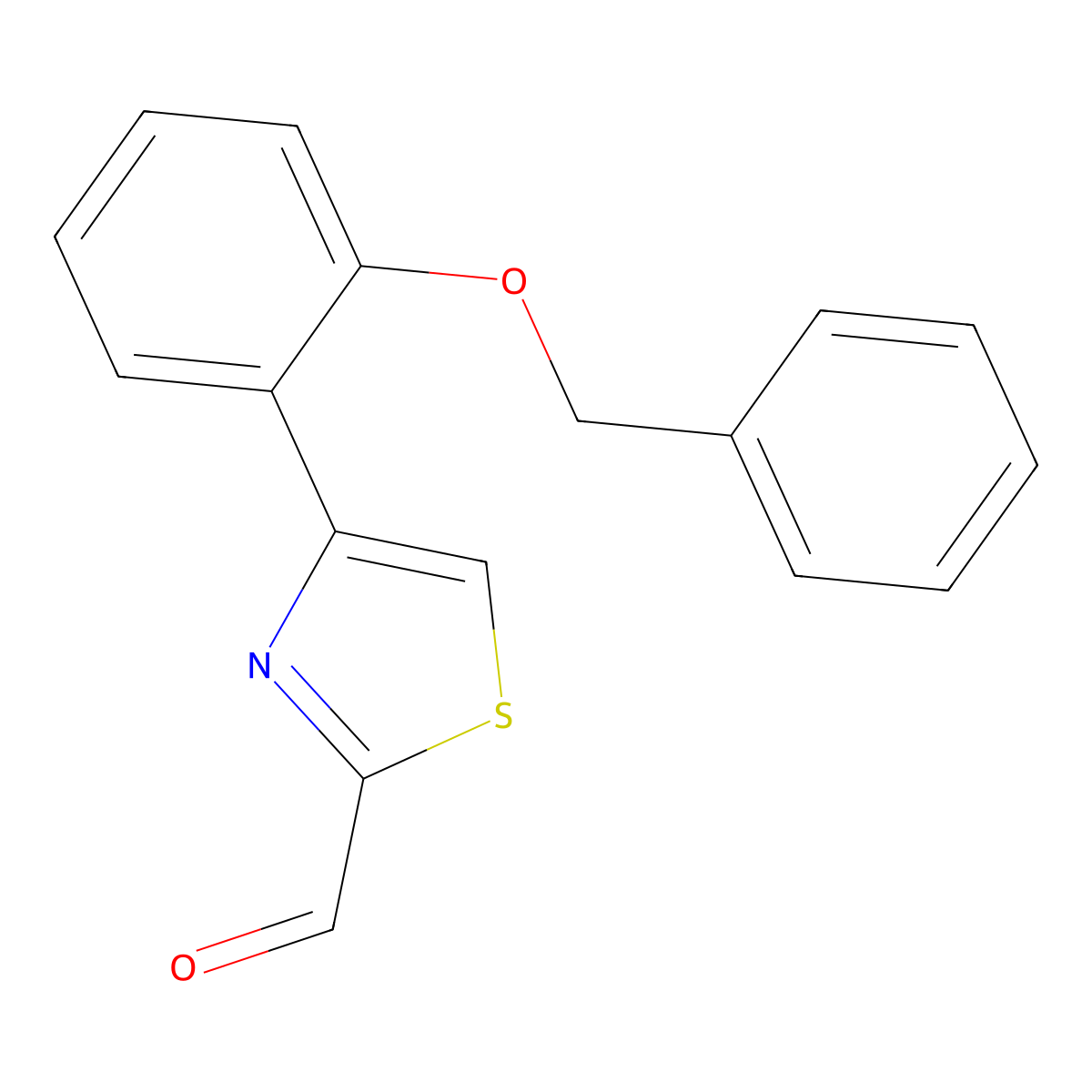 4-[2-(Benzyloxy)phenyl]-1,3-thiazole-2-carbaldehyde molecular structure, CAS 383142-93-6
