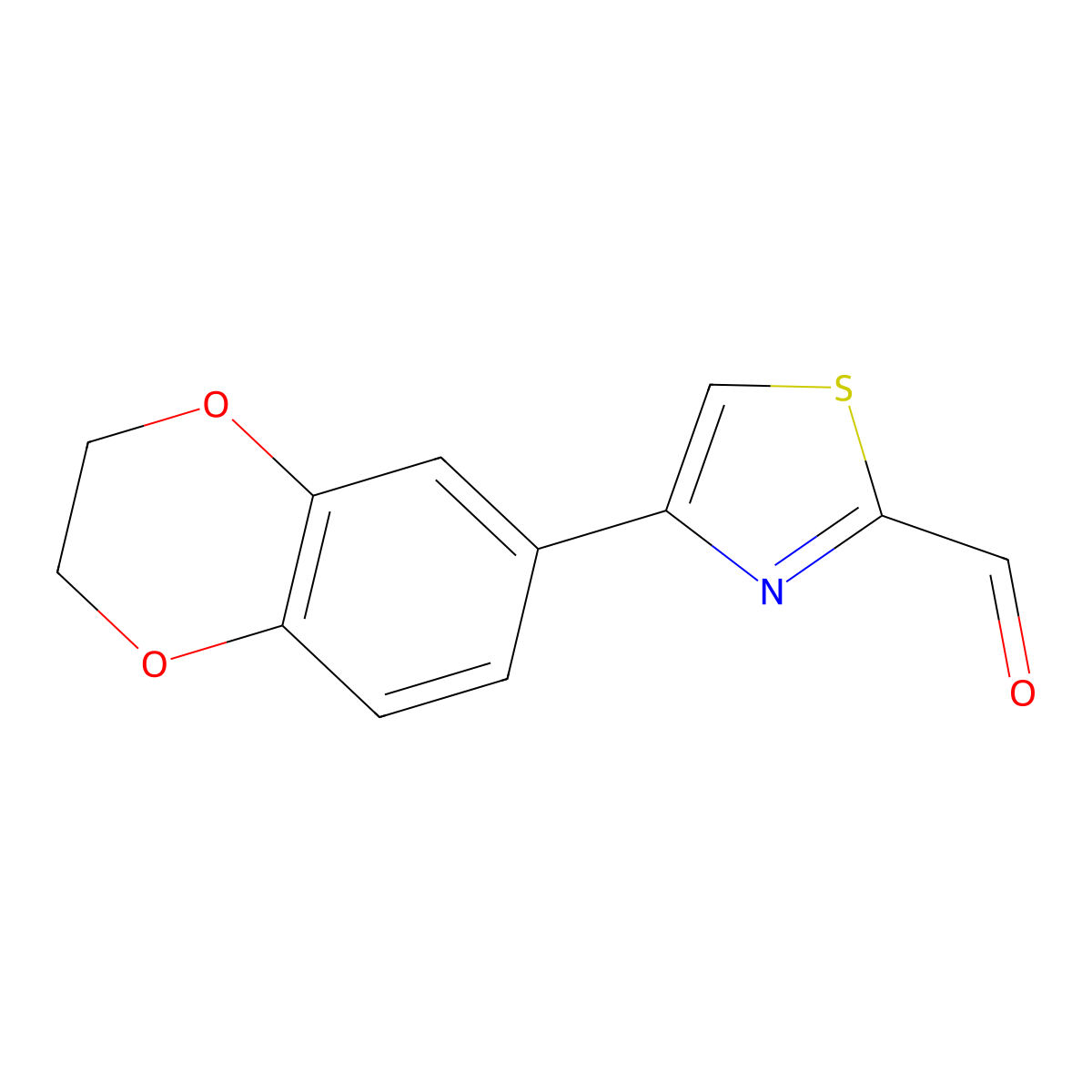 4-(2,3-Dihydro-1,4-benzodioxin-6-yl)-1,3-thiazole-2-carbaldehyde molecular structure, CAS 383144-16-9