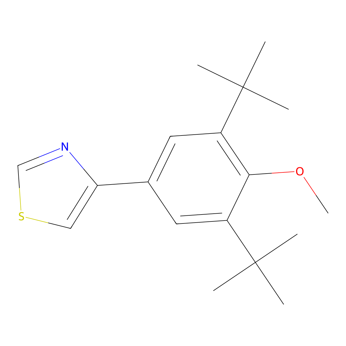 4-(3,5-Ditert-butyl-4-methoxyphenyl)-1,3-thiazole molecular structure, CAS 383144-83-0