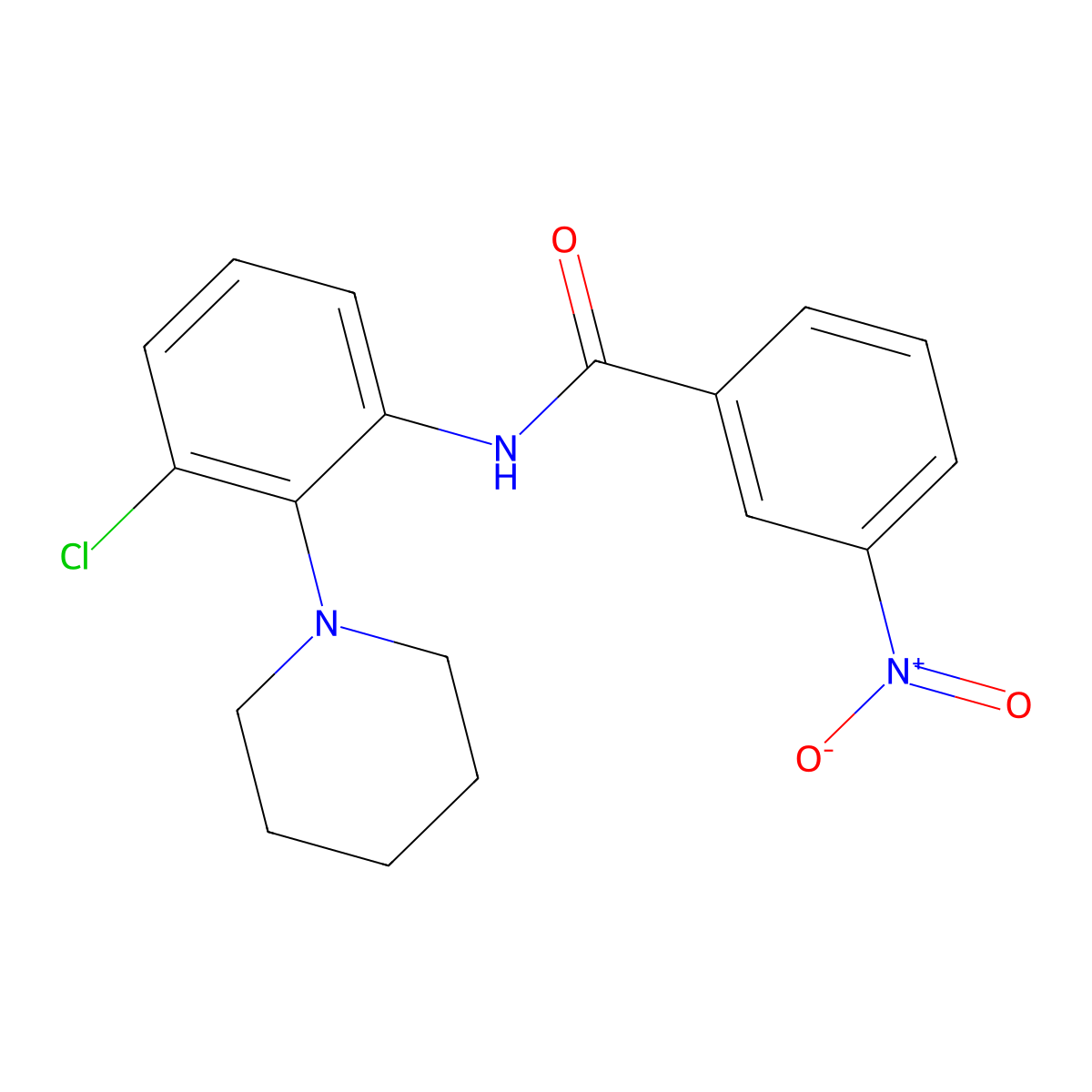 N-(3-chloro-2-piperidinophenyl)-3-nitrobenzenecarboxamide molecular structure, CAS 383145-58-2