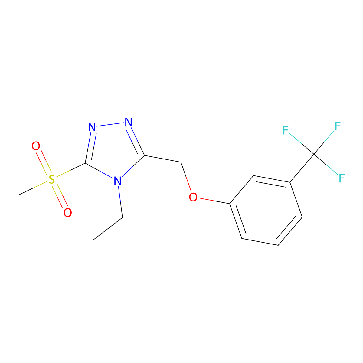 4-ethyl-5-{[3-(trifluoromethyl)phenoxy]methyl}-4H-1,2,4-triazol-3-yl methyl sulfone molecular structure, CAS 383145-62-8