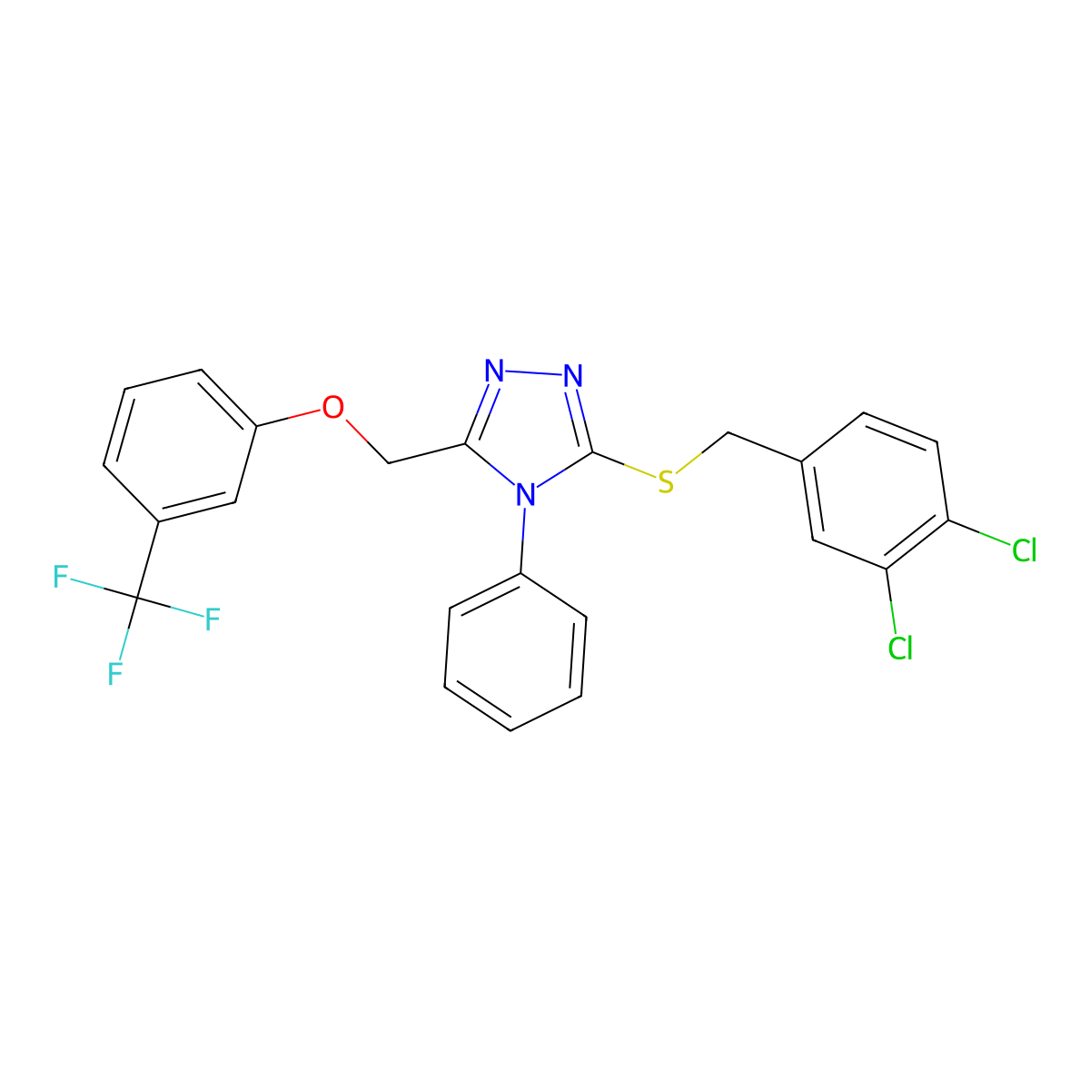 3-[(3,4-dichlorobenzyl)sulfanyl]-4-phenyl-5-{[3-(trifluoromethyl)phenoxy]methyl}-4H-1,2,4-triazole molecular structure, CAS 383145-80-0