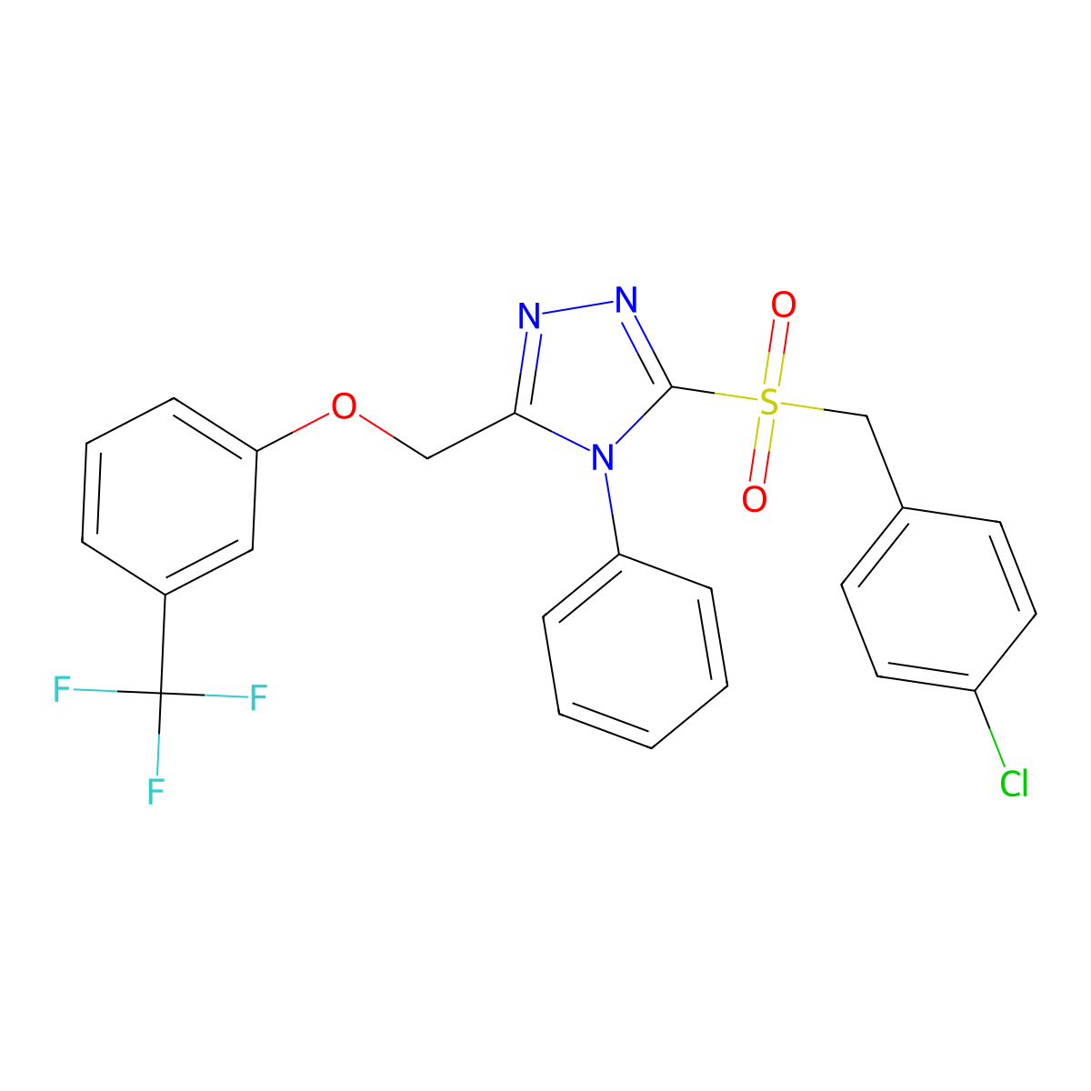 4-chlorobenzyl 4-phenyl-5-{[3-(trifluoromethyl)phenoxy]methyl}-4H-1,2,4-triazol-3-yl sulfone molecular structure, CAS 383145-86-6