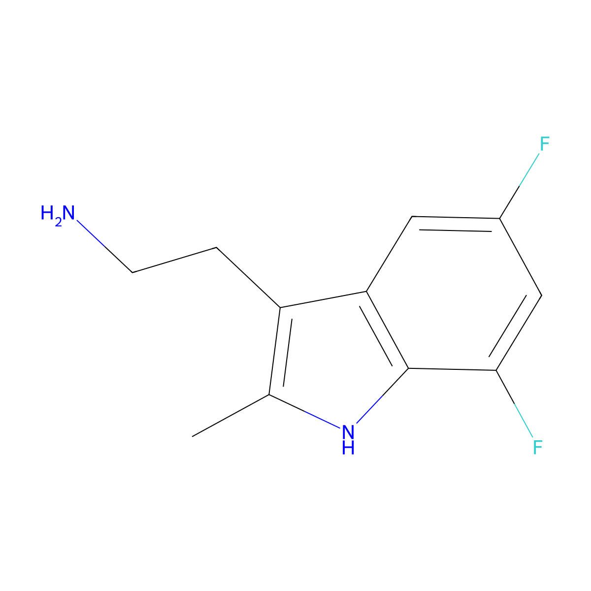 2-(5,7-difluoro-2-methyl-1H-indol-3-yl)ethanamine molecular structure, CAS 383145-87-7