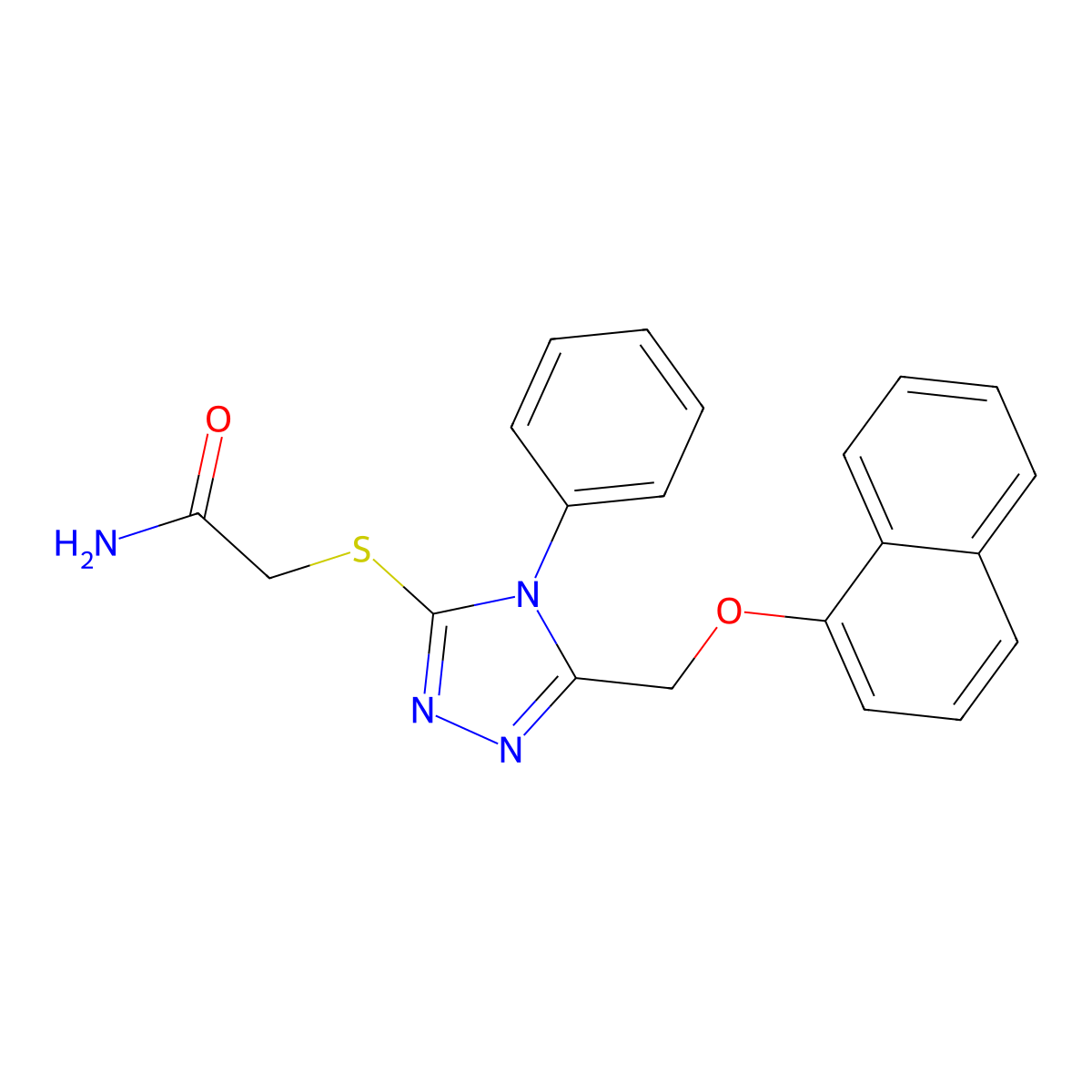 2-[[5-(Naphthalen-1-yloxymethyl)-4-phenyl-1,2,4-triazol-3-yl]sulfanyl]acetamide molecular structure, CAS 383145-92-4