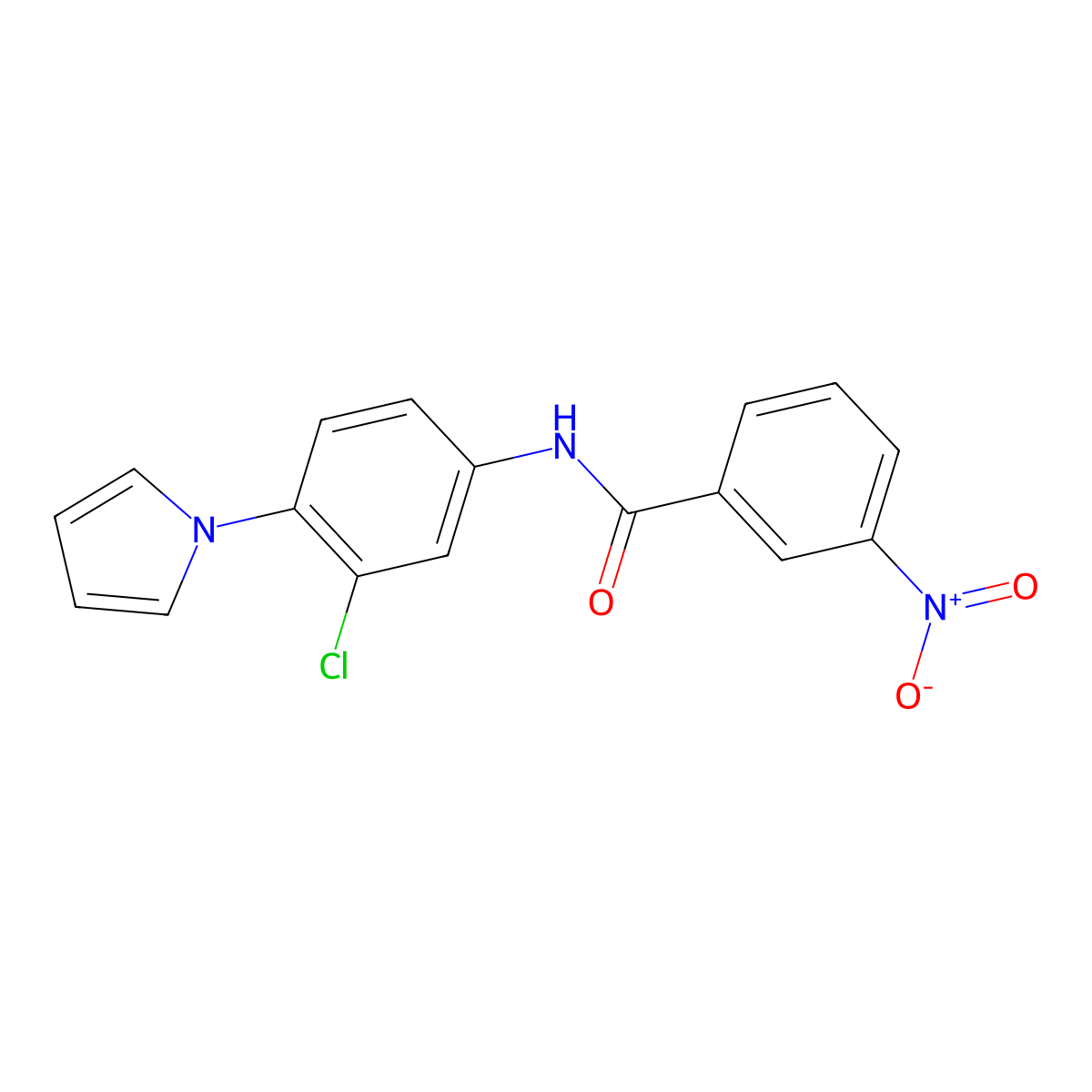 N-[3-chloro-4-(1H-pyrrol-1-yl)phenyl]-3-nitrobenzenecarboxamide molecular structure, CAS 383146-13-2