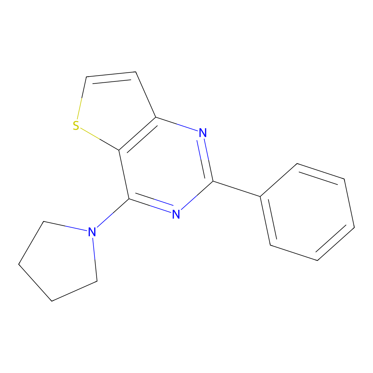 2-Phenyl-4-(1-pyrrolidinyl)thieno[3,2-d]pyrimidine molecular structure, CAS 383146-33-6