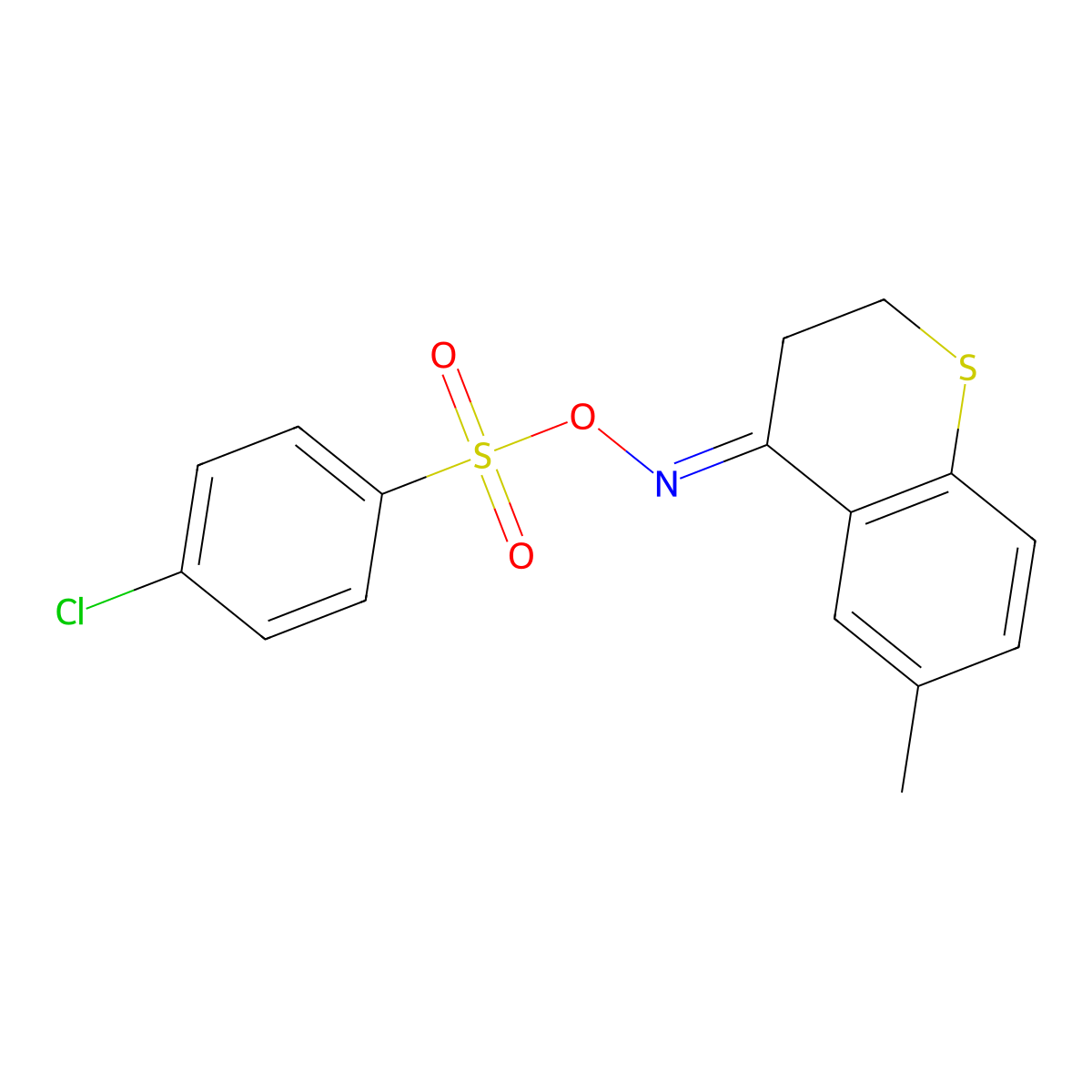 4-({[(4-Chlorophenyl)sulfonyl]oxy}imino)-6-methylthiochromane molecular structure, CAS 383146-43-8