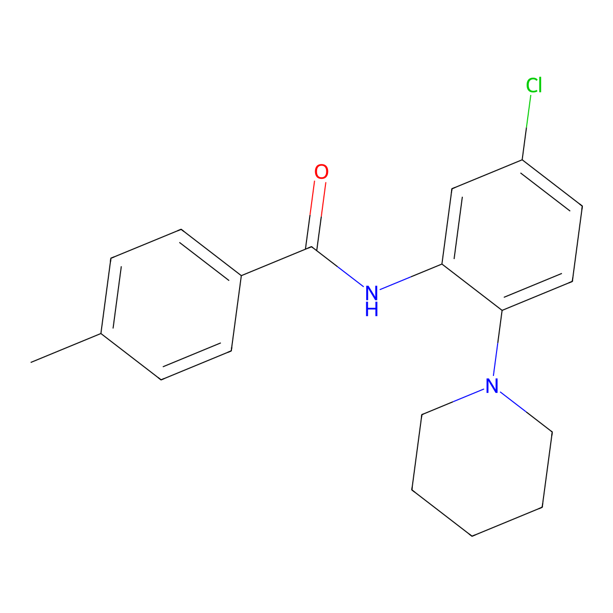N-(5-chloro-2-piperidinophenyl)-4-methylbenzenecarboxamide molecular structure, CAS 383146-55-2