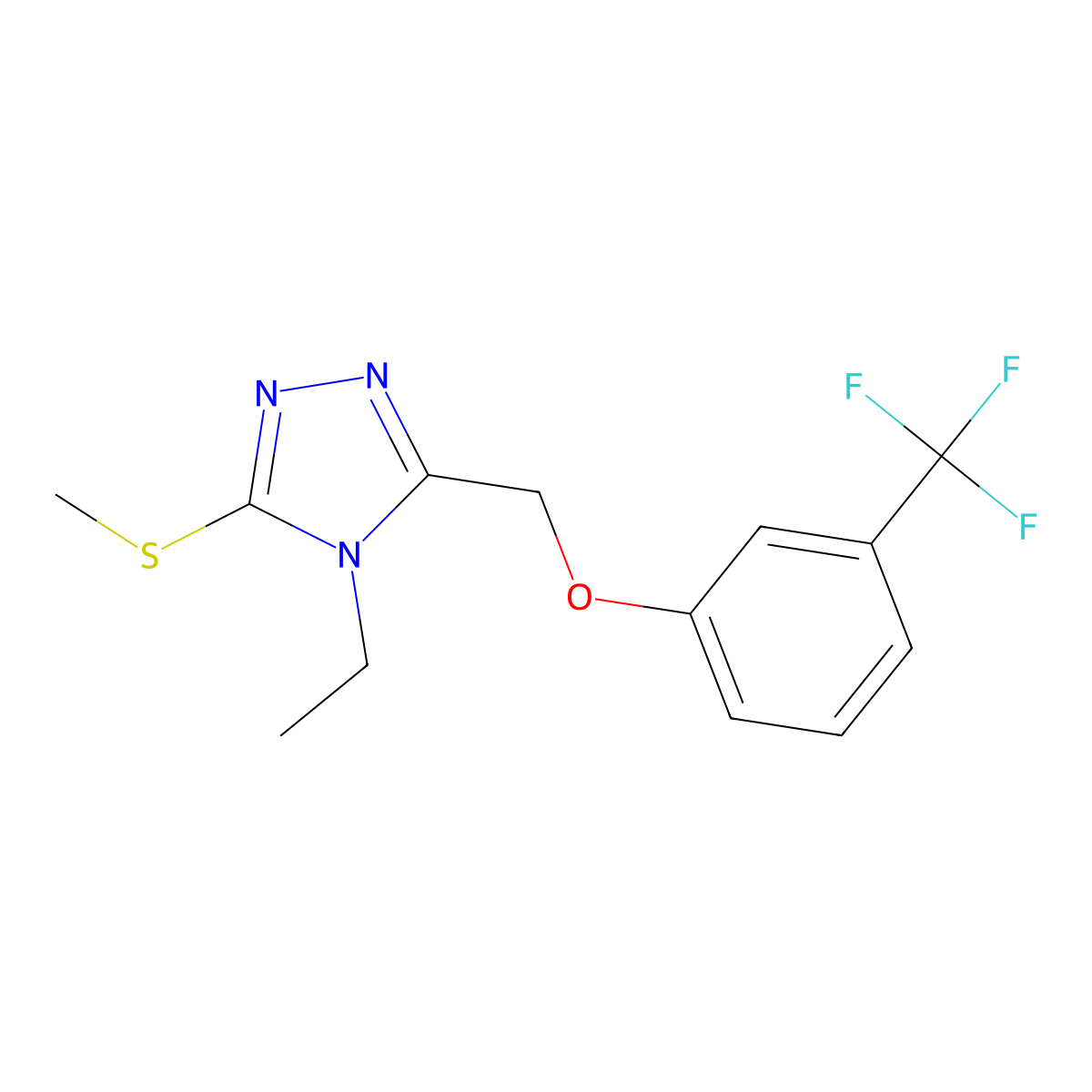 4-Ethyl-3-methylsulfanyl-5-[[3-(trifluoromethyl)phenoxy]methyl]-1,2,4-triazole molecular structure, CAS 383146-78-9