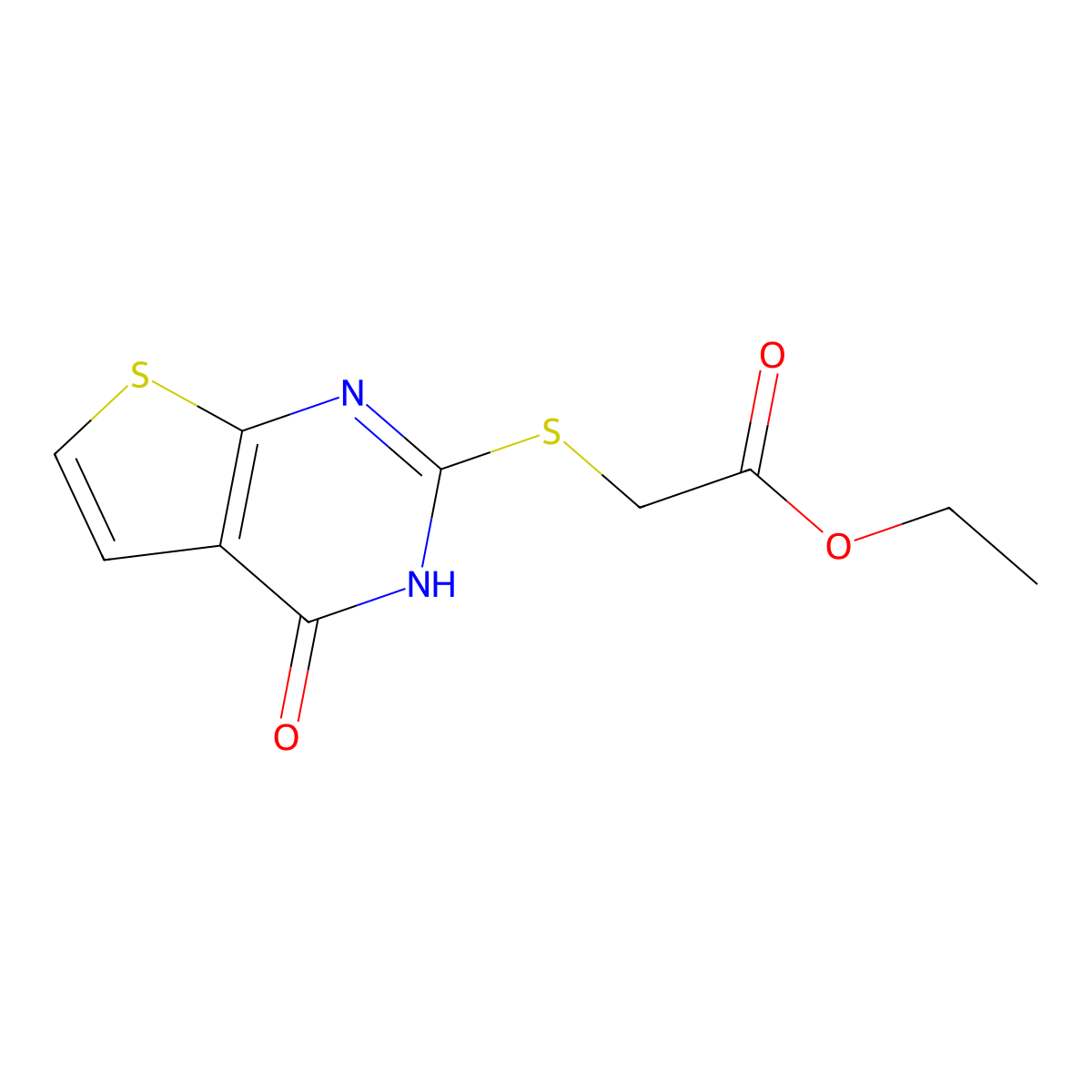 Ethyl 2-[(4-hydroxythieno[2,3-d]pyrimidin-2-yl)sulfanyl]acetate molecular structure, CAS 383146-85-8
