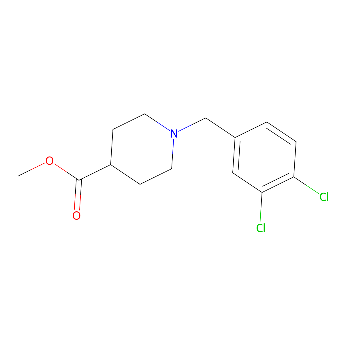 Methyl 1-(3,4-dichlorobenzyl)-4-piperidinecarboxylate molecular structure, CAS 383146-92-7