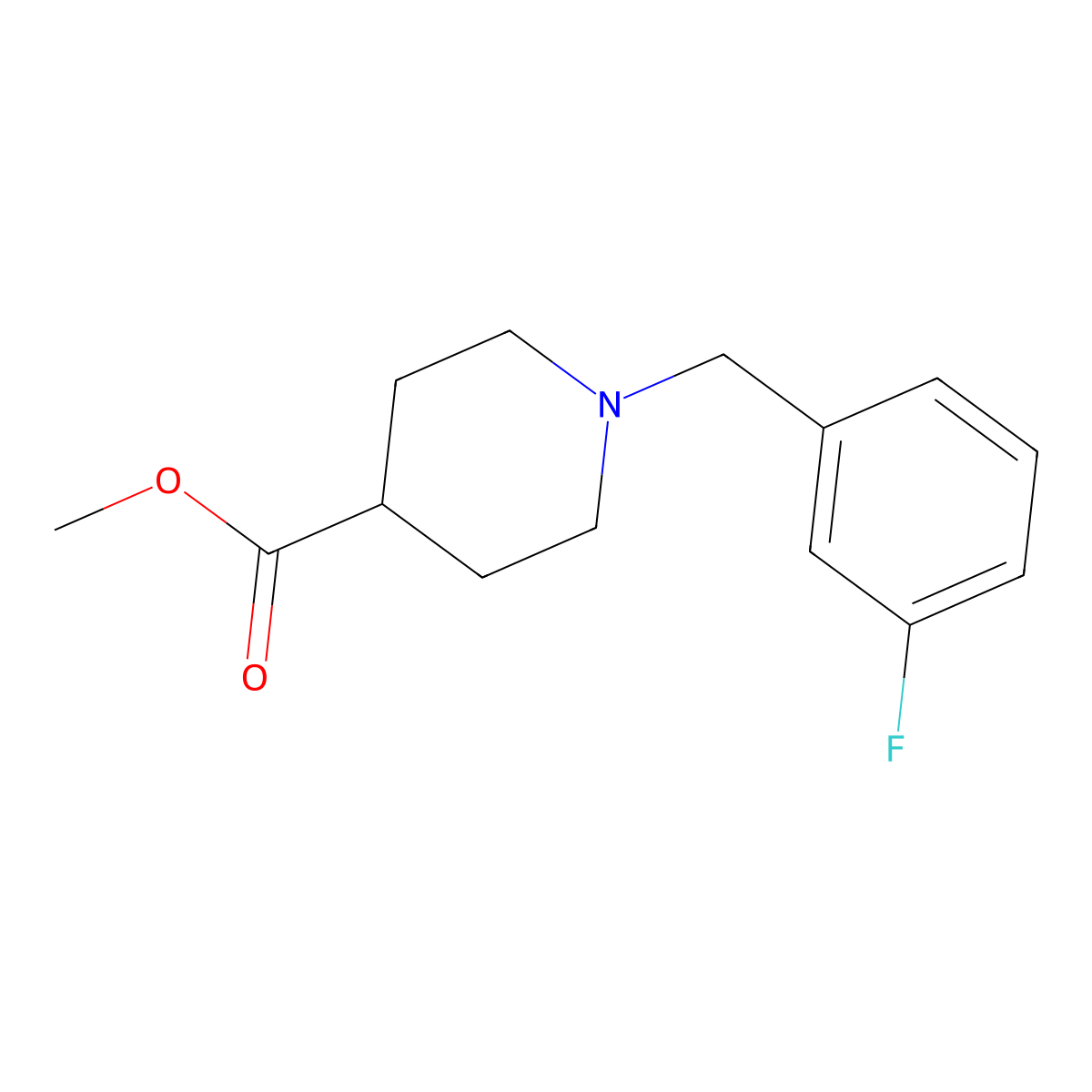 Methyl 1-(3-fluorobenzyl)-4-piperidinecarboxylate molecular structure, CAS 383146-94-9