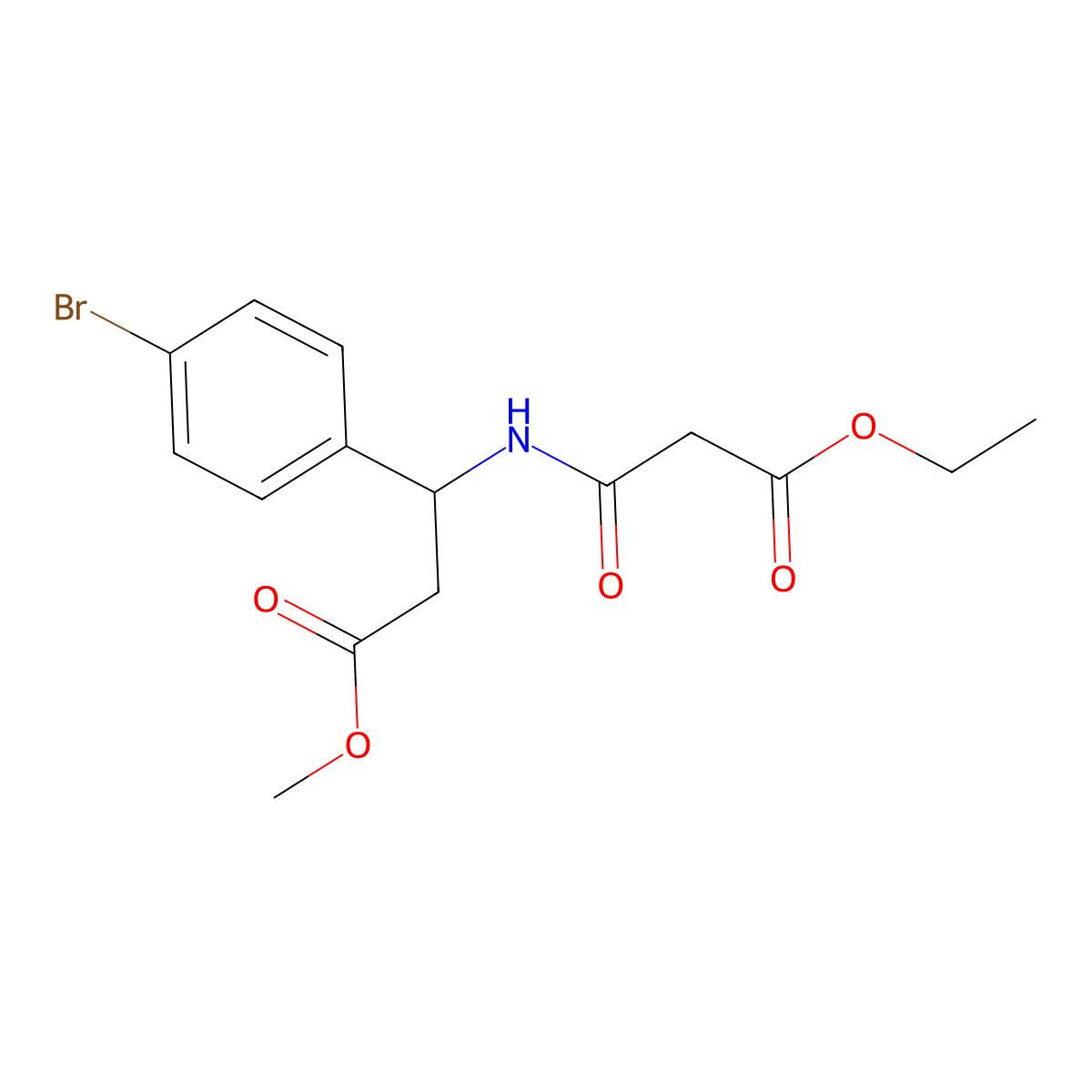 Methyl 3-(4-bromophenyl)-3-[(3-ethoxy-3-oxopropanoyl)amino]propanoate molecular structure, CAS 383147-00-0