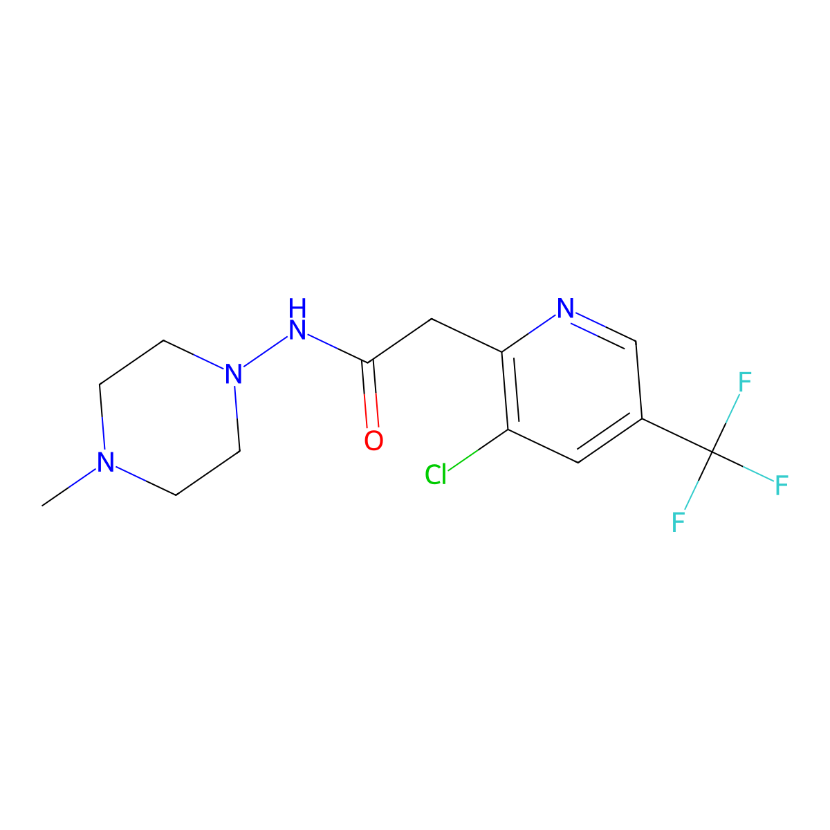 2-[3-chloro-5-(trifluoromethyl)pyridin-2-yl]-N-(4-methylpiperazin-1-yl)acetamide molecular structure, CAS 383147-04-4