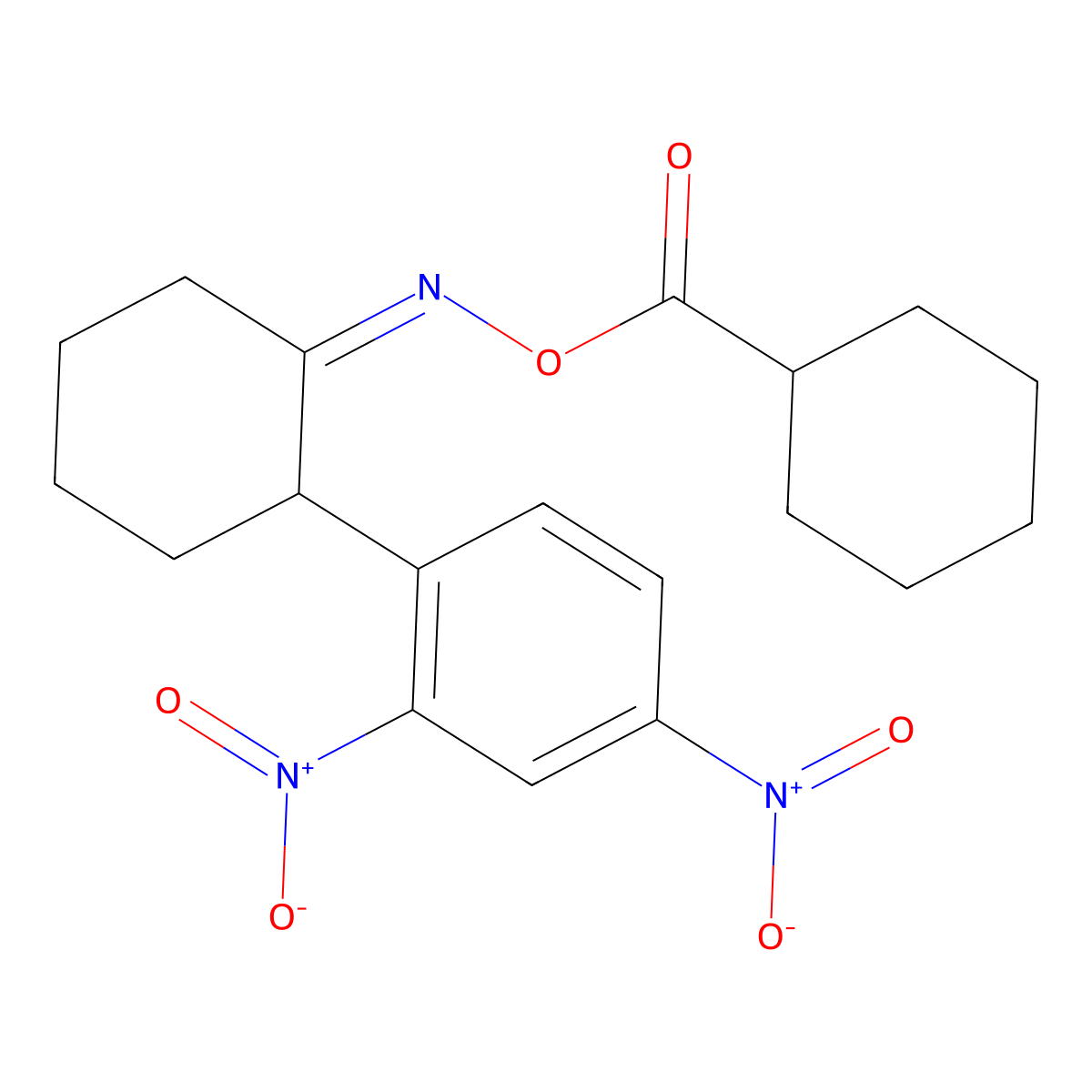 1-(2-{[(Cyclohexylcarbonyl)oxy]imino}cyclohexyl)-2,4-dinitrobenzene molecular structure, CAS 383147-12-4