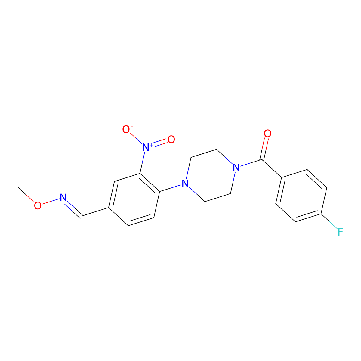 4-[4-(4-fluorobenzoyl)piperazino]-3-nitrobenzenecarbaldehyde O-methyloxime molecular structure, CAS 383147-15-7