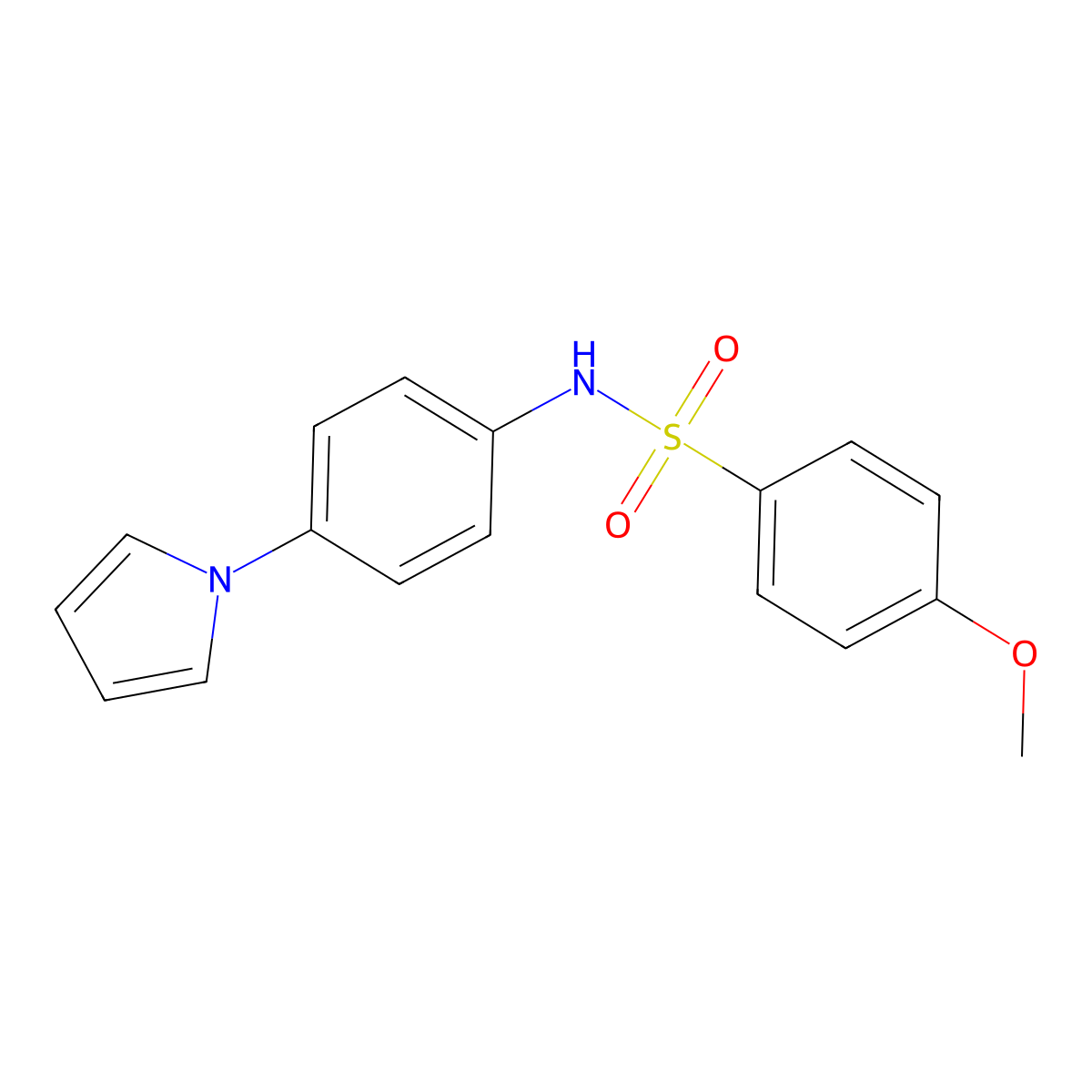 4-methoxy-N-[4-(1H-pyrrol-1-yl)phenyl]benzenesulfonamide molecular structure, CAS 383147-41-9