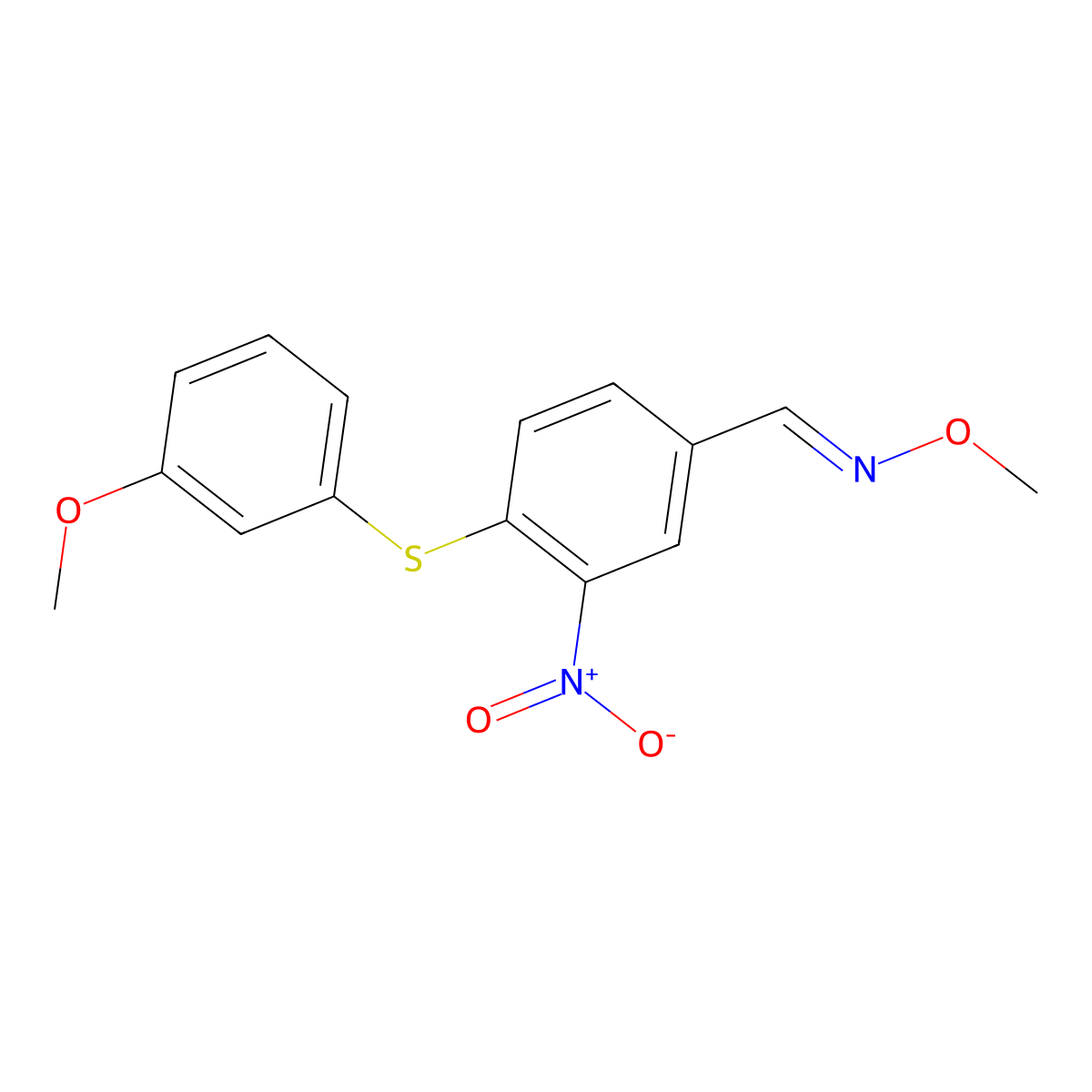 4-[(3-methoxyphenyl)sulfanyl]-3-nitrobenzenecarbaldehyde O-methyloxime molecular structure, CAS 383147-51-1