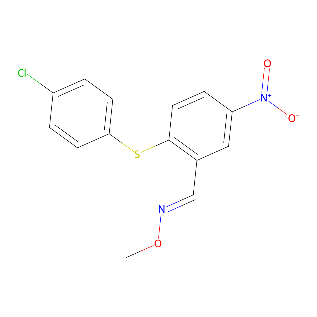 2-[(4-chlorophenyl)sulfanyl]-5-nitrobenzenecarbaldehyde O-methyloxime molecular structure, CAS 383147-54-4