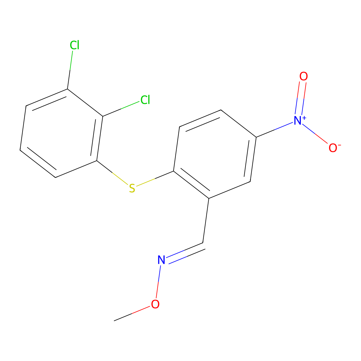 (E)-({2-[(2,3-dichlorophenyl)sulfanyl]-5-nitrophenyl}methylidene)(methoxy)amine molecular structure, CAS 383147-58-8