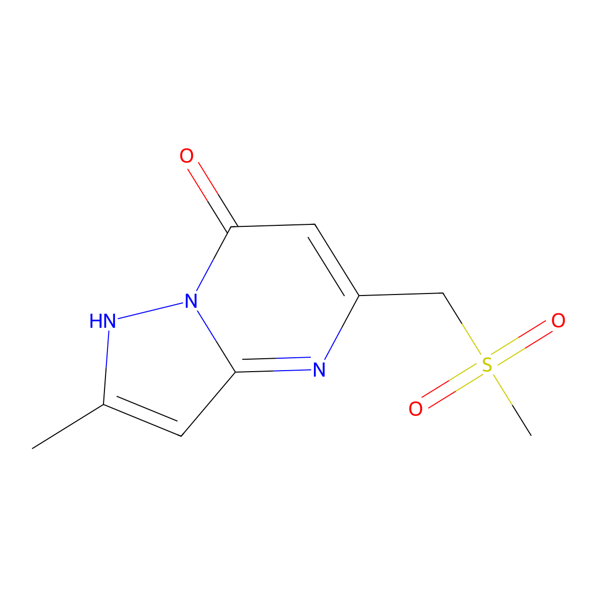 2-Methyl-5-[(methylsulfonyl)methyl]pyrazolo[1,5-a]pyrimidin-7-ol molecular structure, CAS 383147-76-0