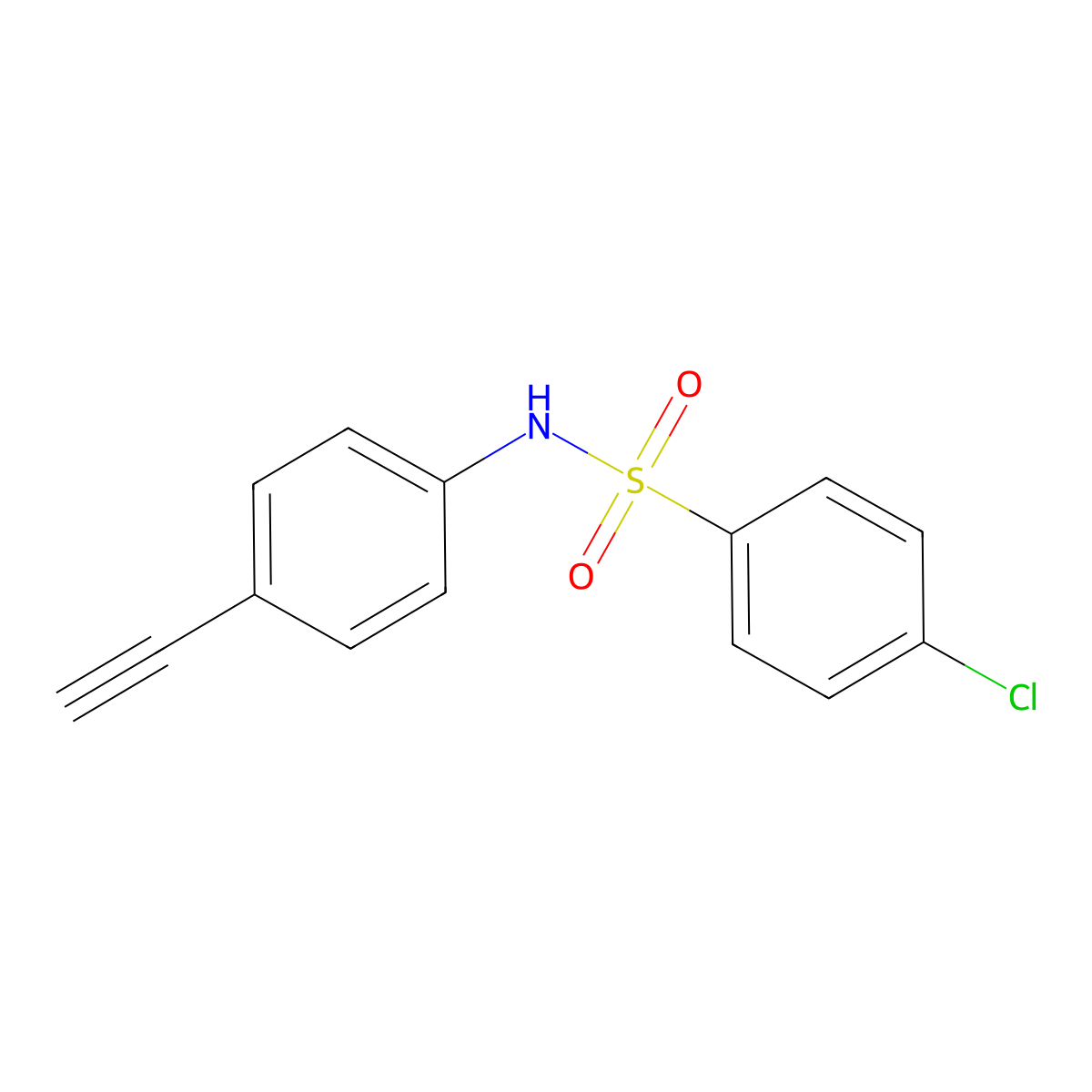 4-chloro-N-(4-ethynylphenyl)benzenesulfonamide molecular structure, CAS 383147-77-1