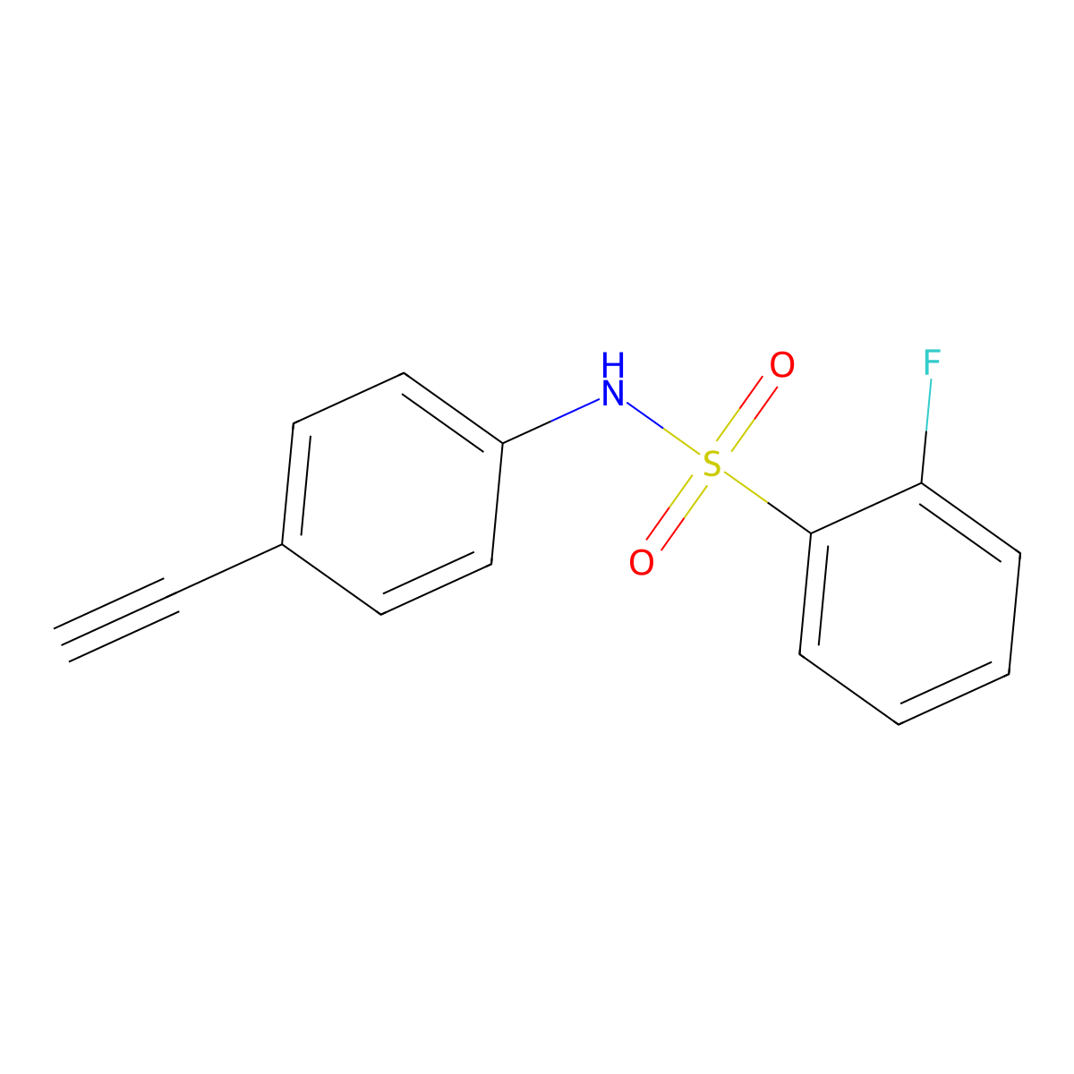 N-(4-ethynylphenyl)-2-fluorobenzenesulfonamide molecular structure, CAS 383147-79-3