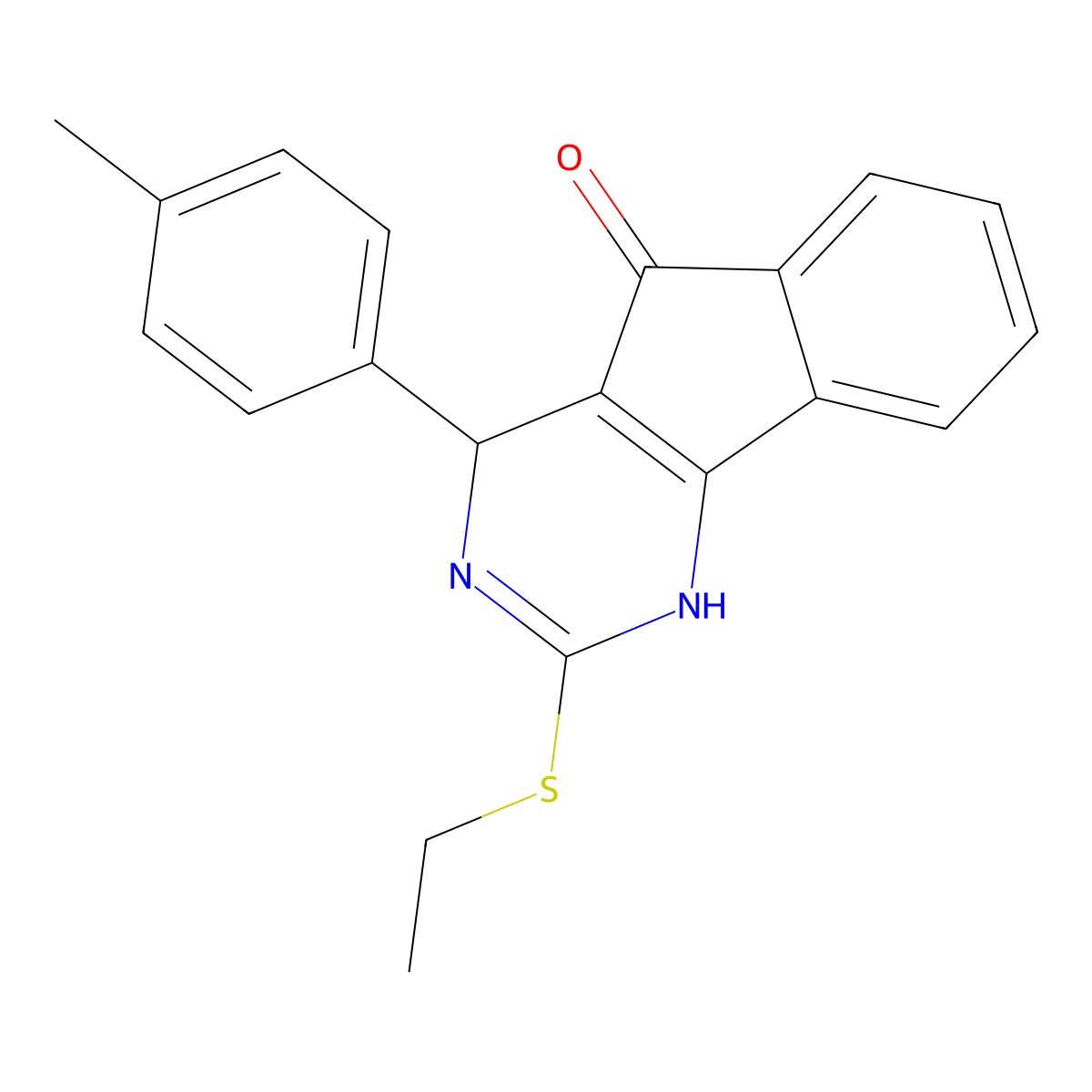 2-(ethylsulfanyl)-4-(4-methylphenyl)-1,4-dihydro-5H-indeno[1,2-d]pyrimidin-5-one molecular structure, CAS 383147-80-6