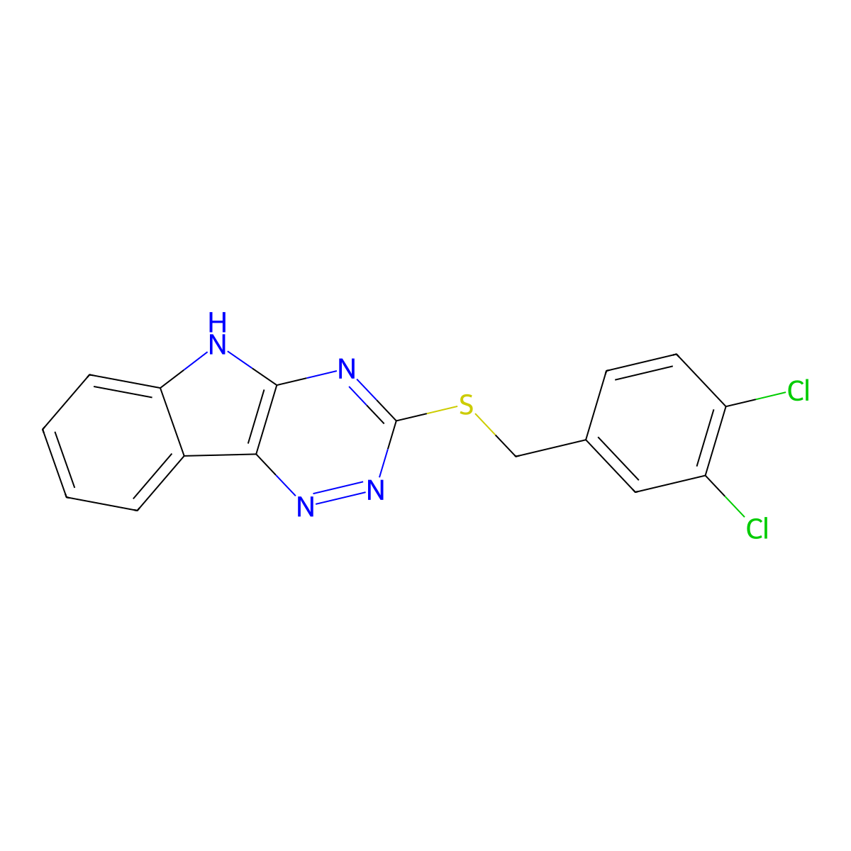 3-[(3,4-dichlorophenyl)methylsulfanyl]-5H-[1,2,4]triazino[5,6-b]indole molecular structure, CAS 383147-81-7