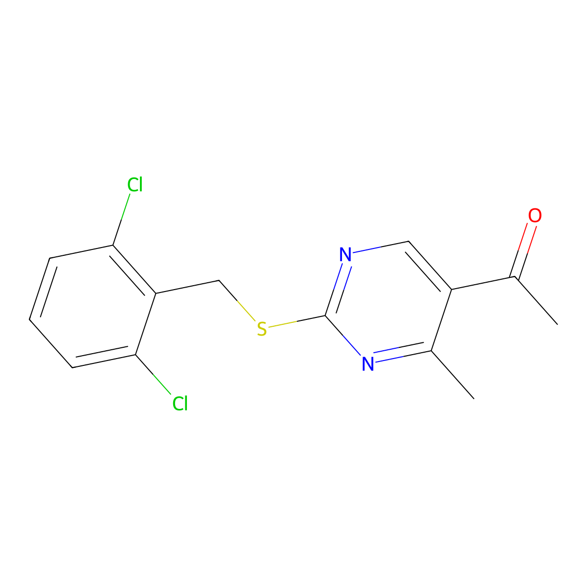 1-{2-[(2,6-Dichlorobenzyl)sulfanyl]-4-methyl-5-pyrimidinyl}-1-ethanone molecular structure, CAS 383147-97-5