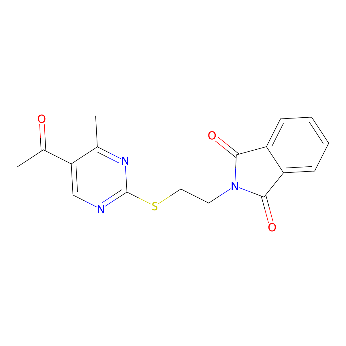 2-{2-[(5-acetyl-4-methyl-2-pyrimidinyl)sulfanyl]ethyl}-1H-isoindole-1,3(2H)-dione molecular structure, CAS 383147-99-7