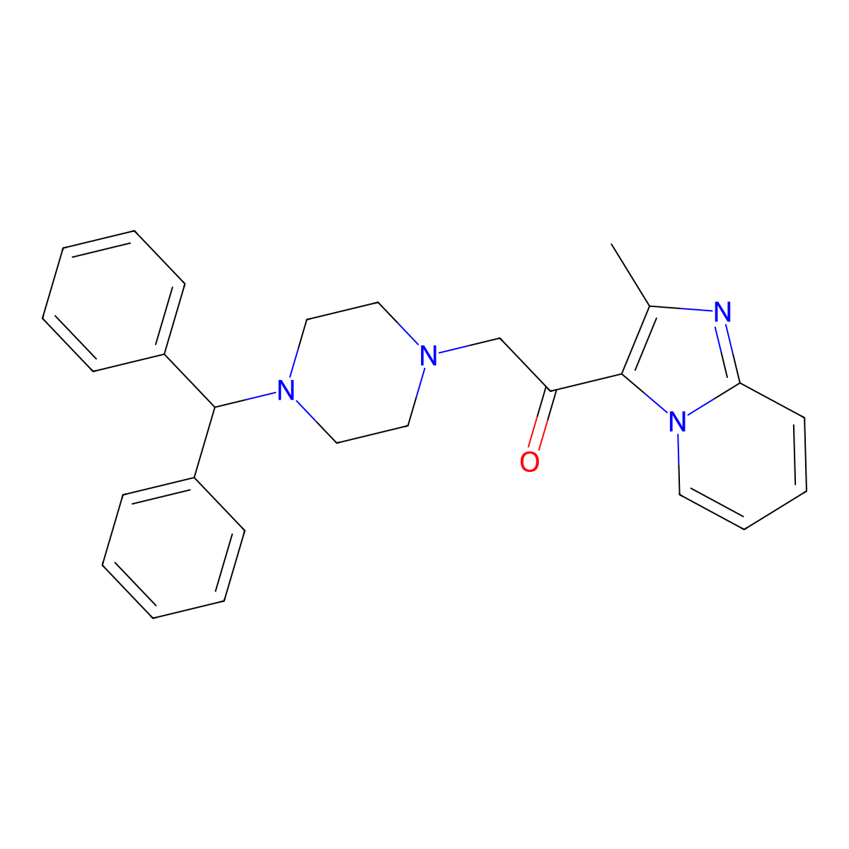 2-(4-Benzhydrylpiperazino)-1-(2-methylimidazo[1,2-a]pyridin-3-yl)-1-ethanone molecular structure, CAS 383148-03-6