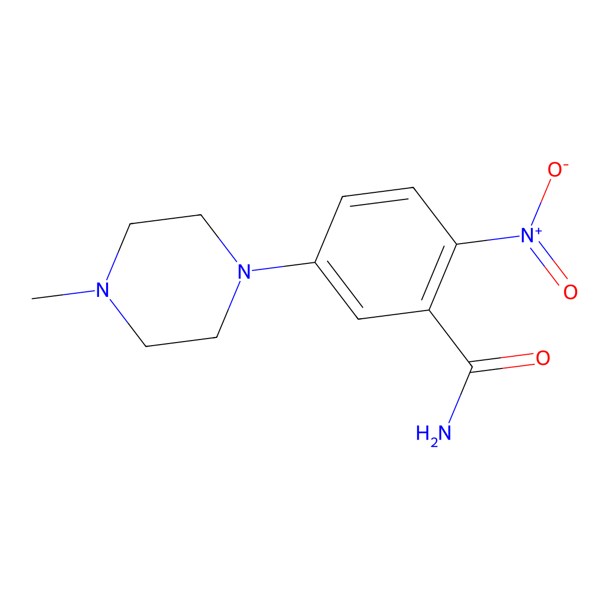5-(4-Methylpiperazin-1-yl)-2-nitrobenzamide molecular structure, CAS 383148-04-7