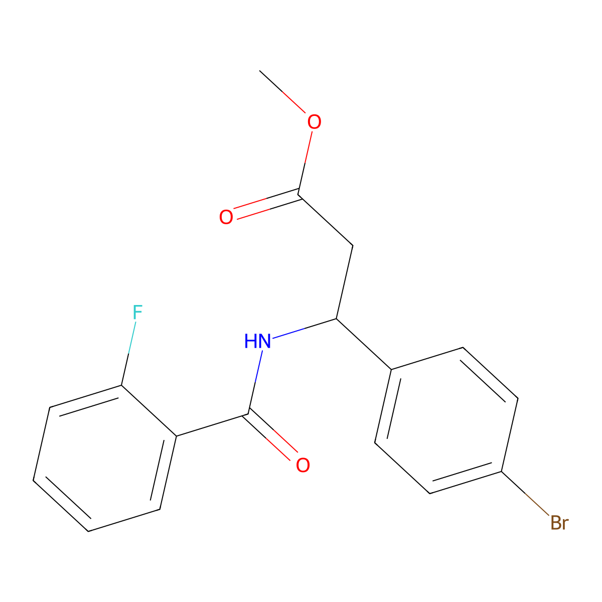 Methyl 3-(4-bromophenyl)-3-[(2-fluorobenzoyl)amino]propanoate molecular structure, CAS 383148-21-8
