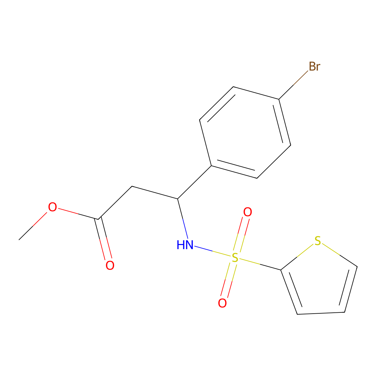 Methyl 3-(4-bromophenyl)-3-[(2-thienylsulfonyl)amino]propanoate molecular structure, CAS 383148-25-2