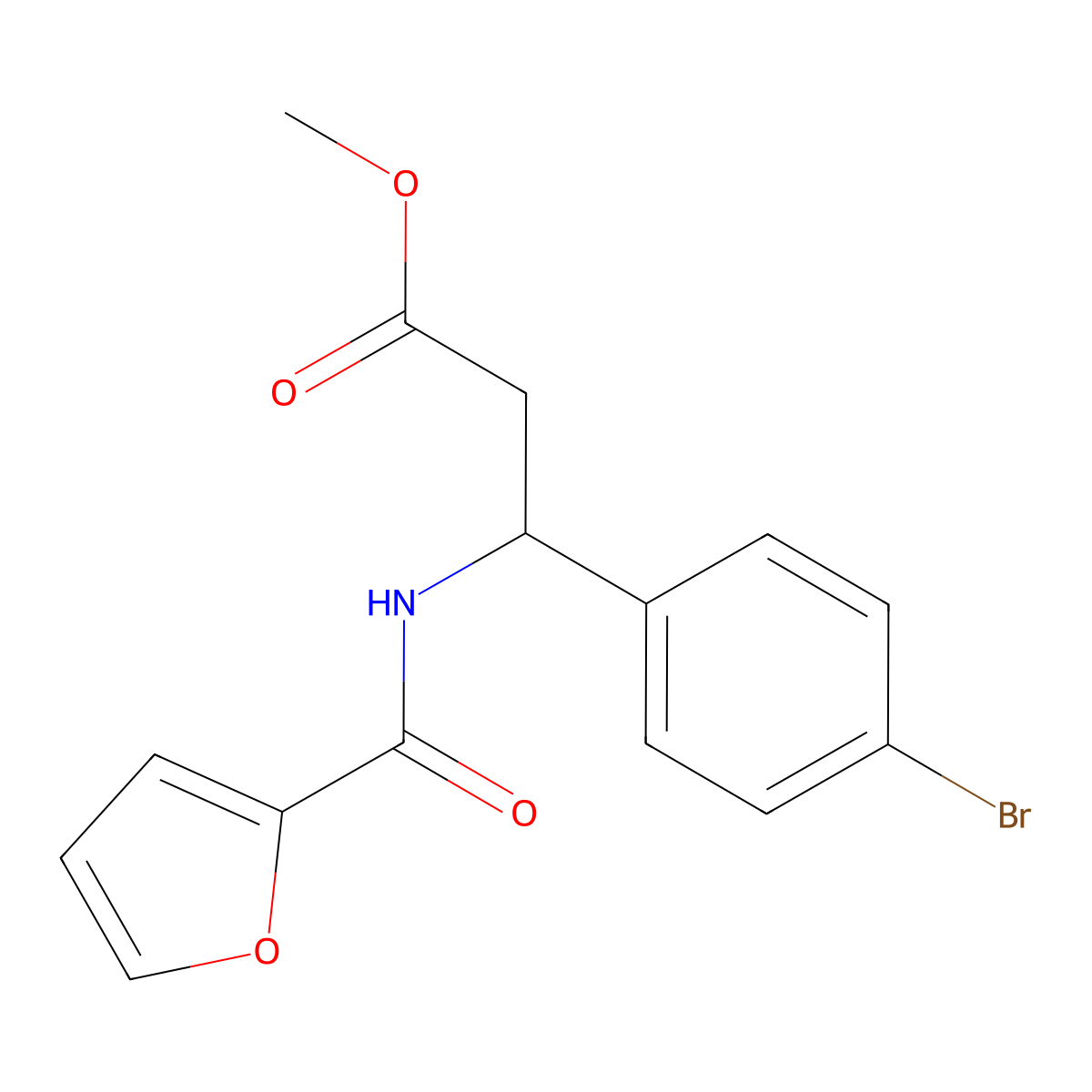 Methyl 3-(4-bromophenyl)-3-[(2-furylcarbonyl)amino]propanoate molecular structure, CAS 383148-26-3
