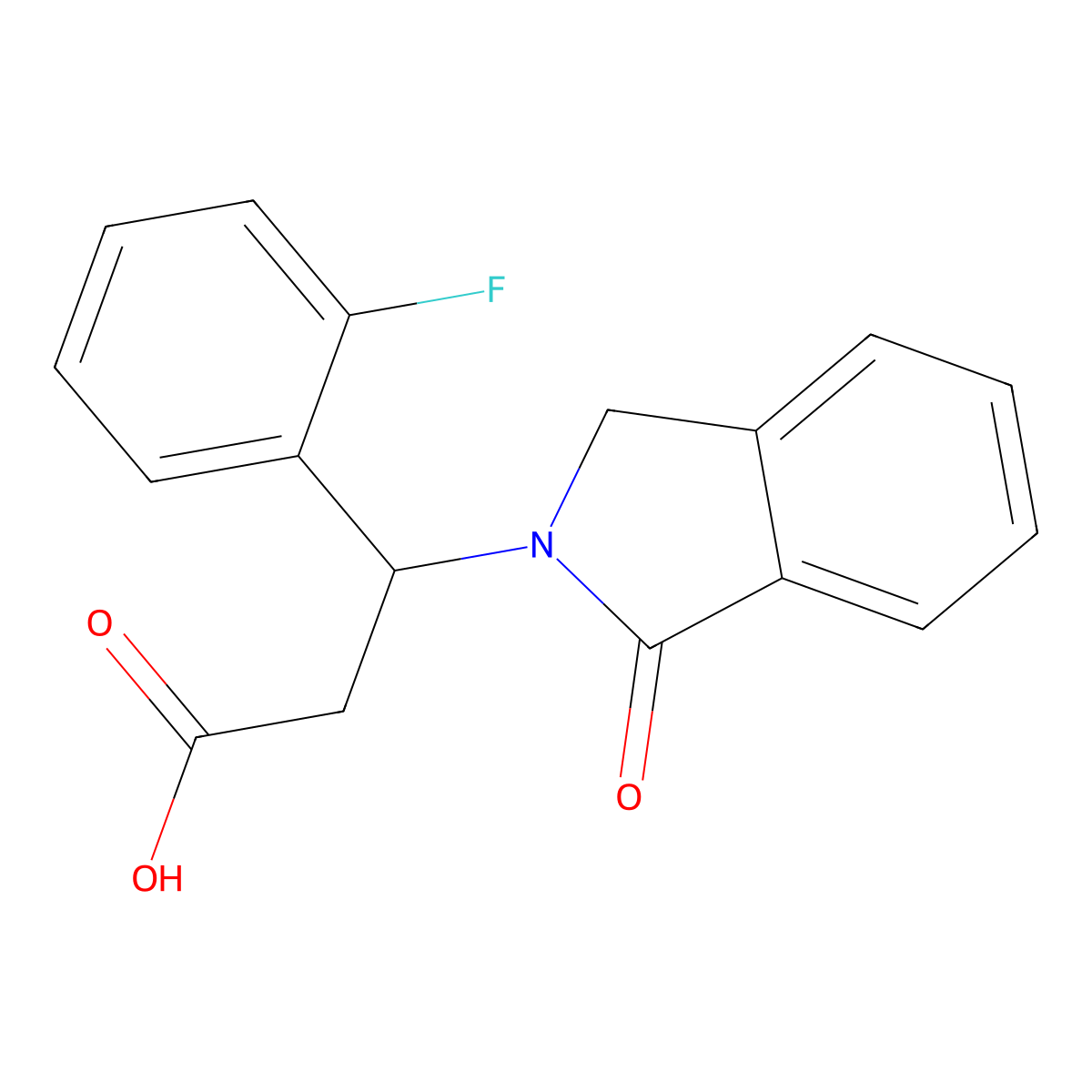 3-(2-fluorophenyl)-3-(1-oxo-1,3-dihydro-2H-isoindol-2-yl)propanoic acid molecular structure, CAS 383148-31-0