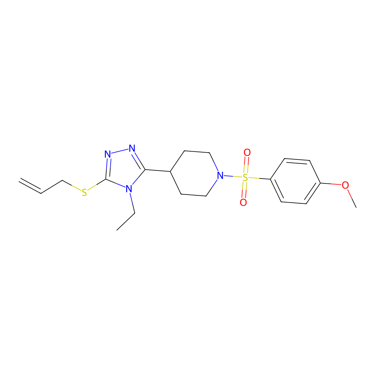 4-({4-[5-(allylsulfanyl)-4-ethyl-4H-1,2,4-triazol-3-yl]piperidino}sulfonyl)phenyl methyl ether molecular structure, CAS 383148-32-1