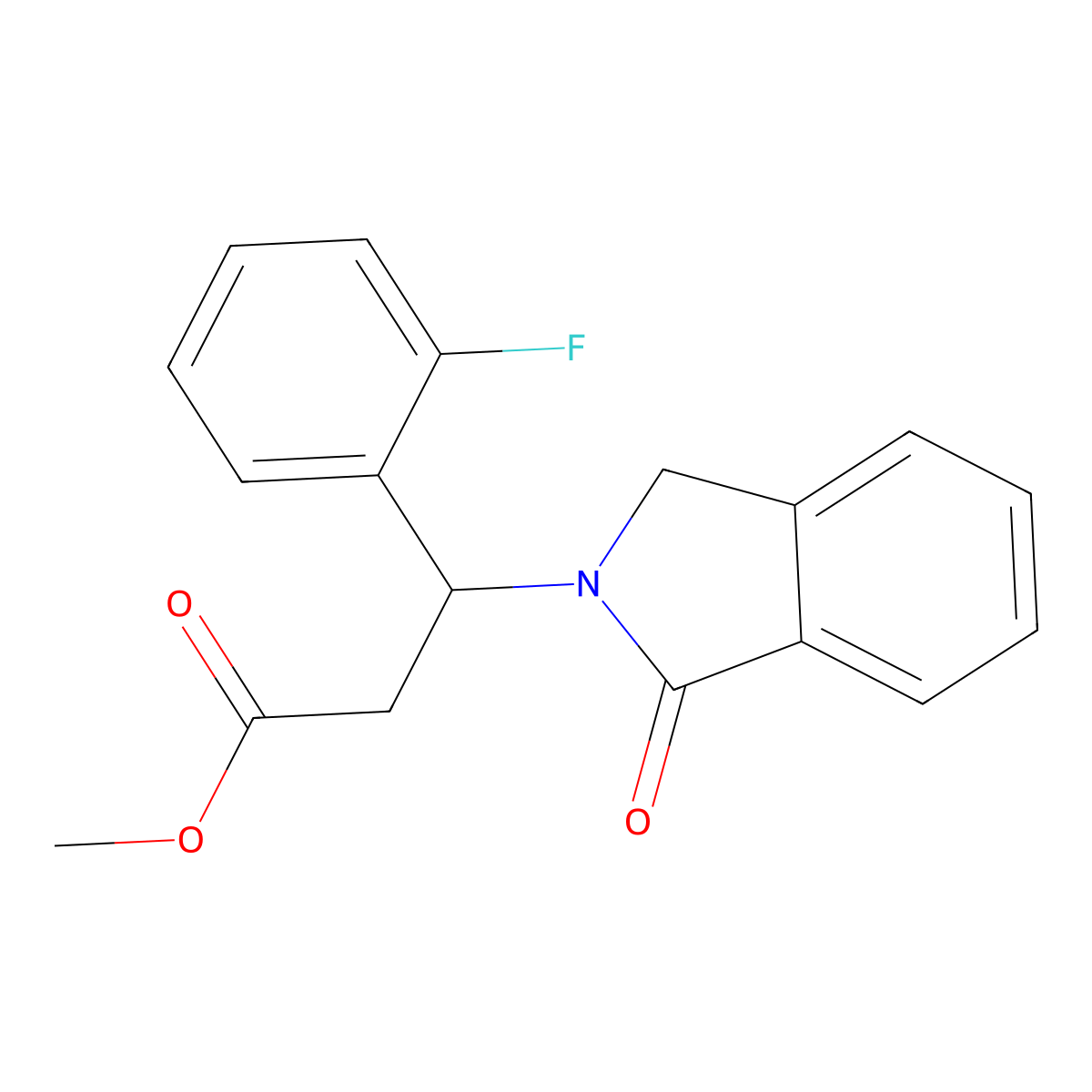 methyl 3-(2-fluorophenyl)-3-(1-oxo-1,3-dihydro-2H-isoindol-2-yl)propanoate molecular structure, CAS 383148-35-4