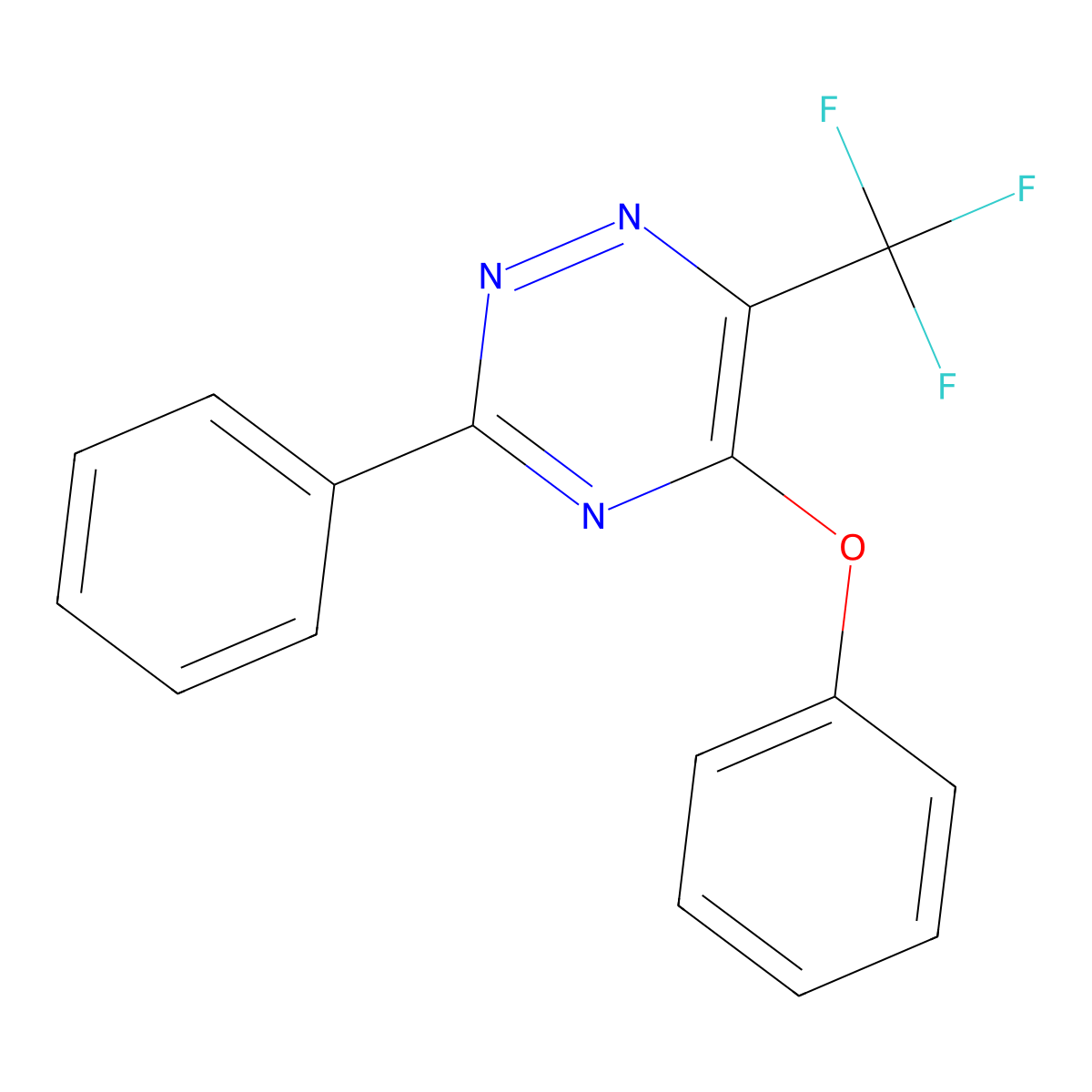 5-Phenoxy-3-phenyl-6-(trifluoromethyl)-1,2,4-triazine molecular structure, CAS 383148-40-1